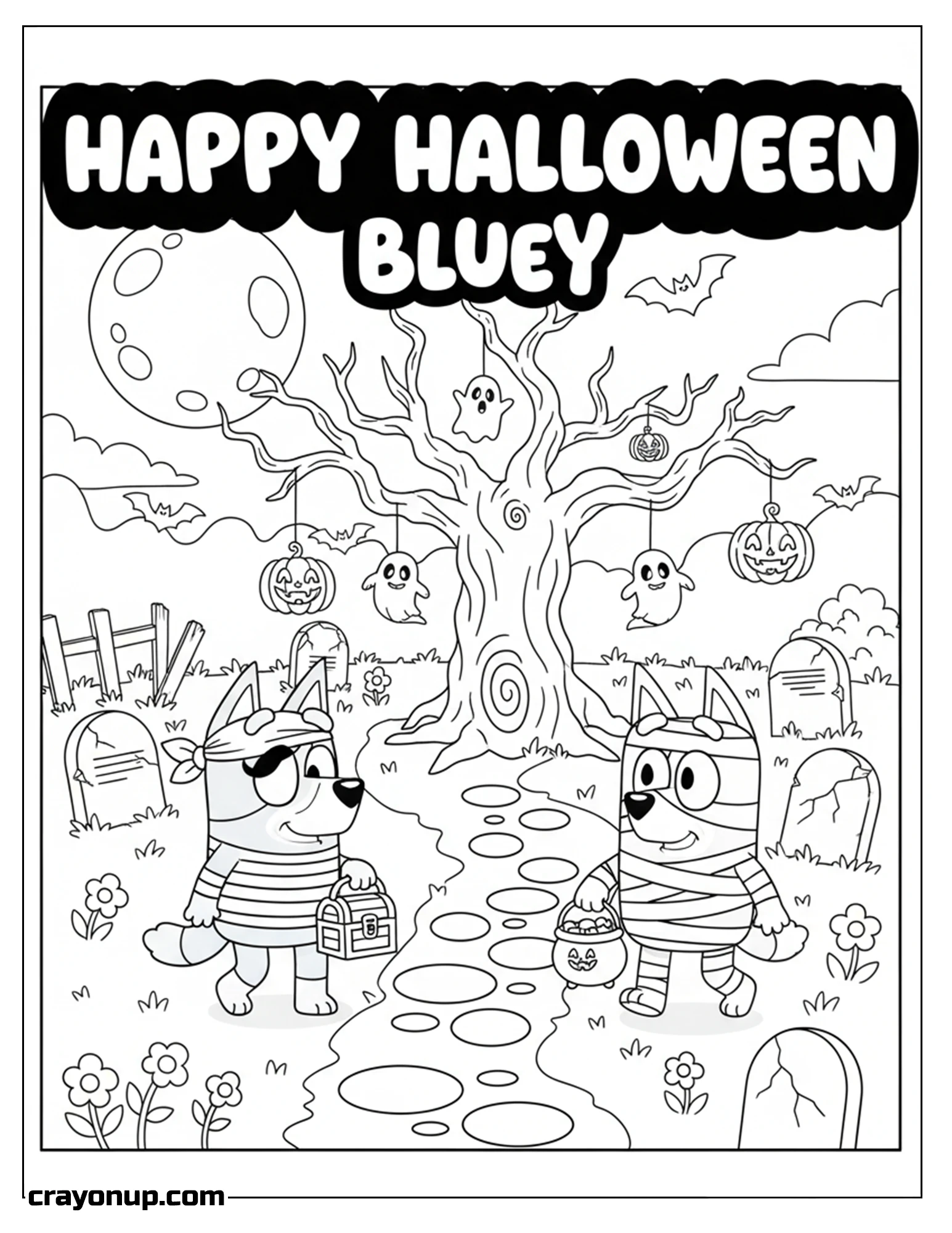 Coloring Page of Adorable Bluey Halloween Coloring Page for Children