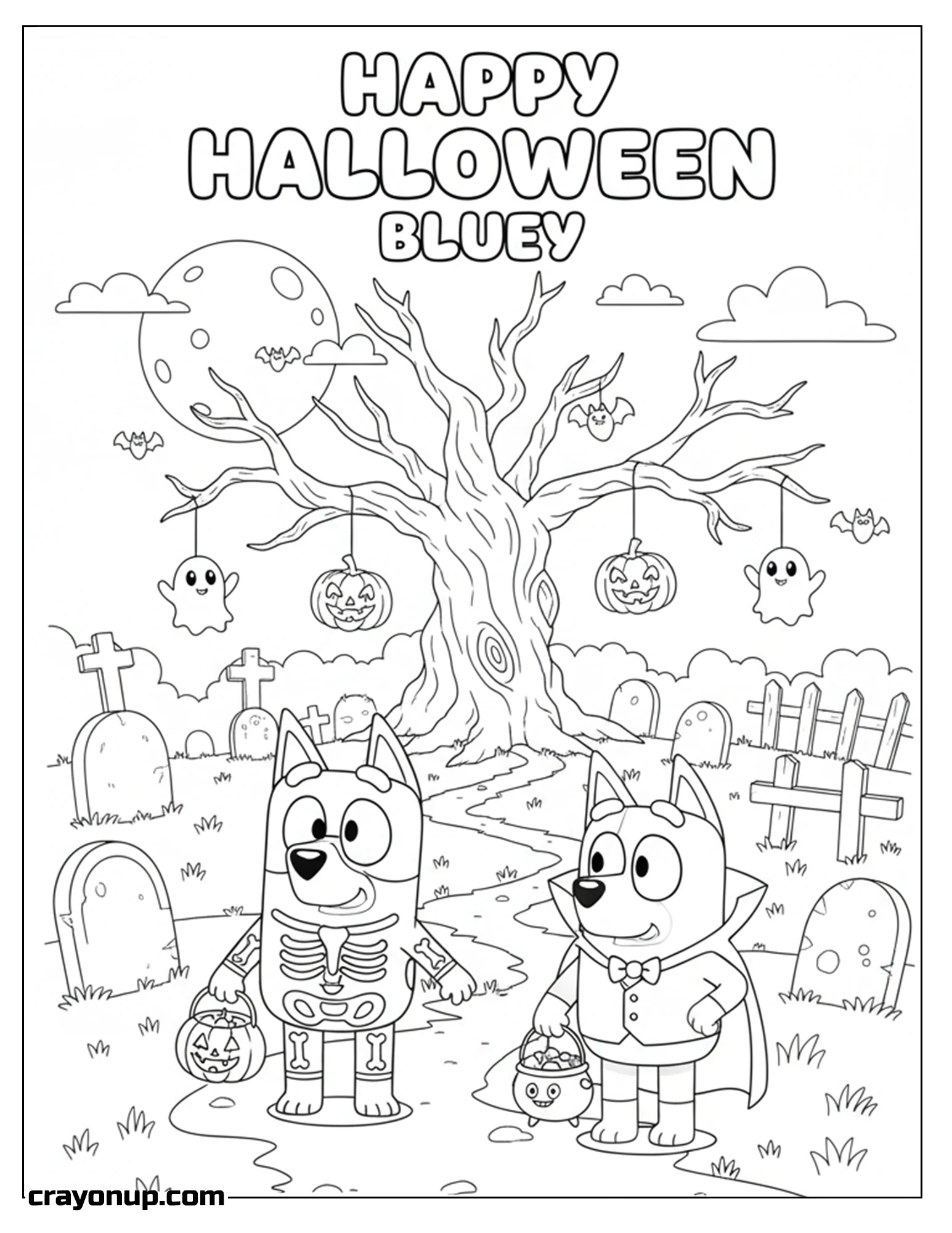 Coloring Page of Adorable Bluey Halloween Coloring Sheet Easy to Print