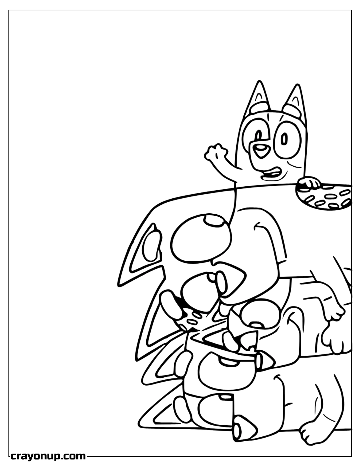 Coloring Page of Adorable Bluey With his Family Coloring Page for Kids