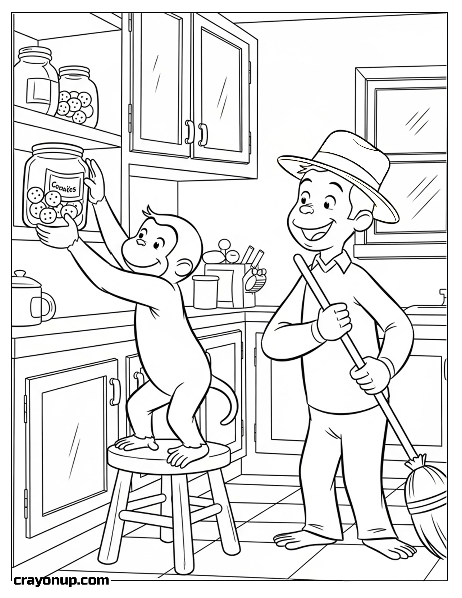 Coloring Page of Adorable Curious George Coloring Sheet Free