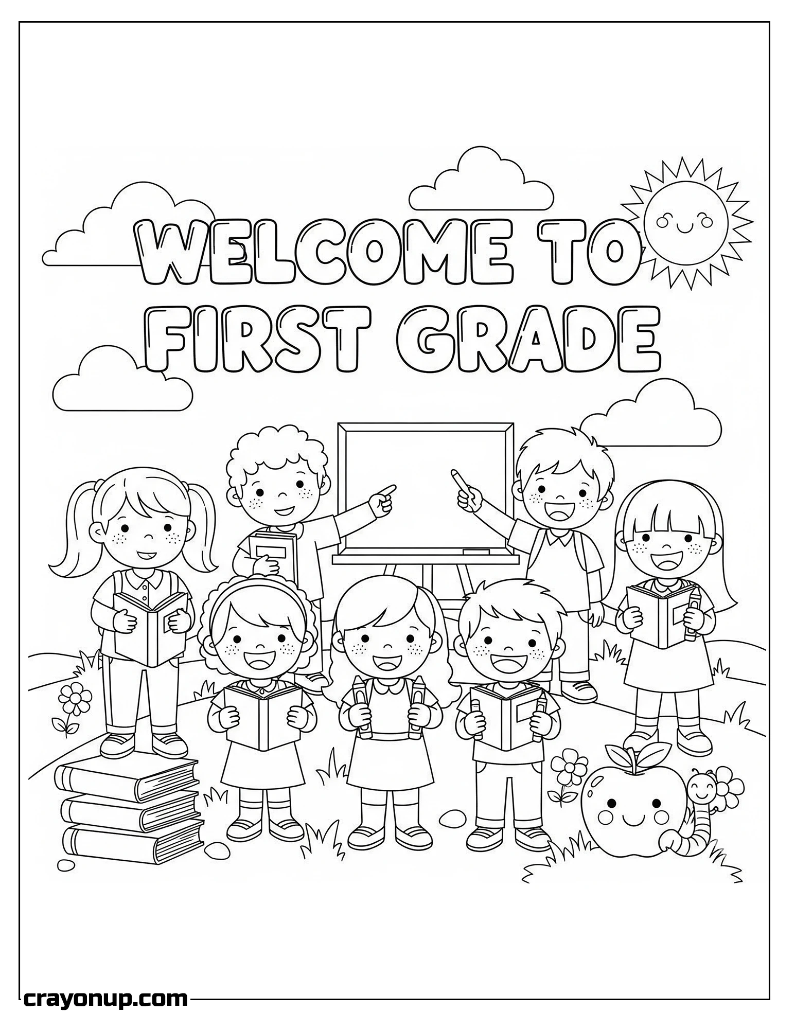 Coloring Page of Adorable First Grade Coloring Page for Kids