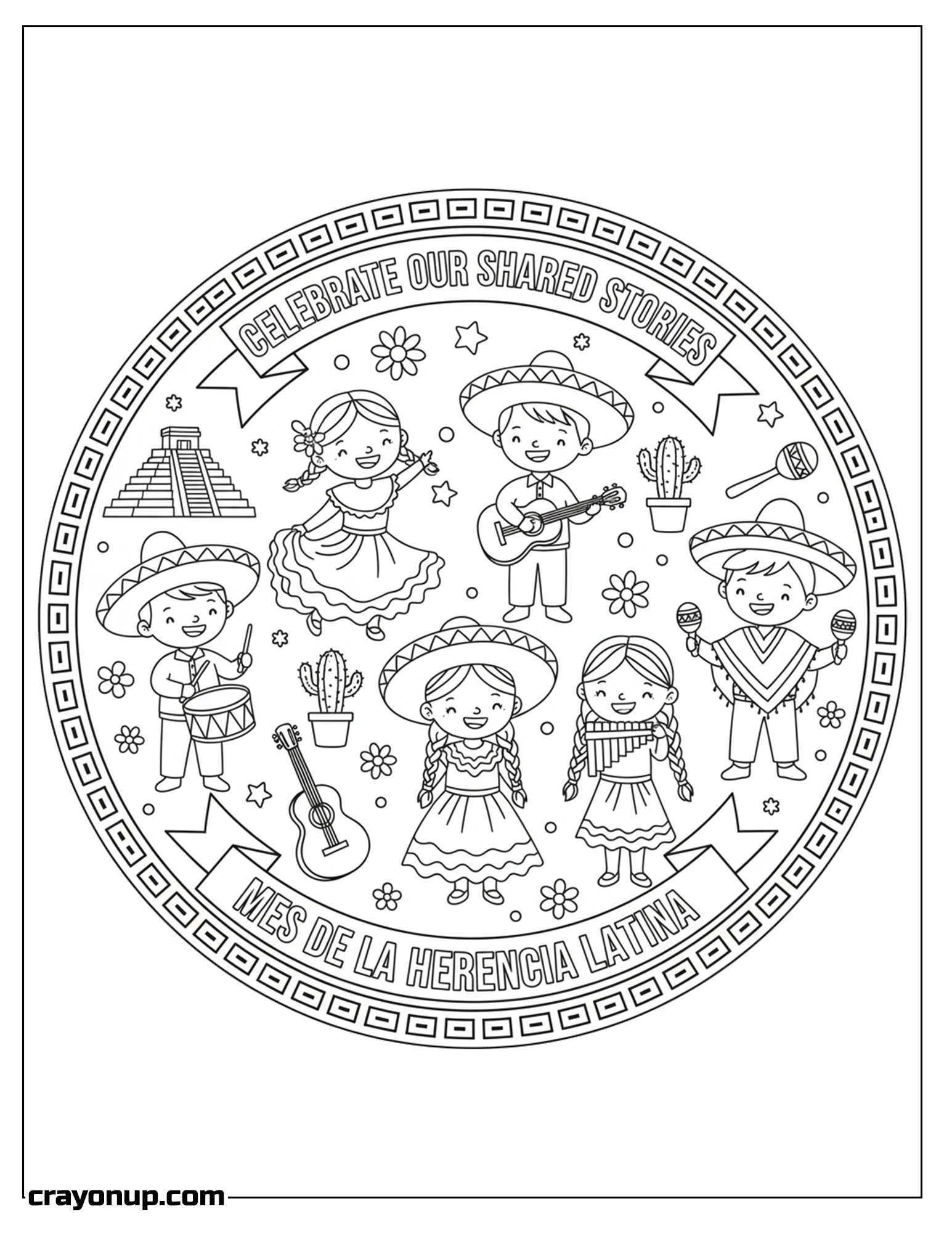 Coloring Page of Adorable Hispanic Heritage Month Coloring Page Printable