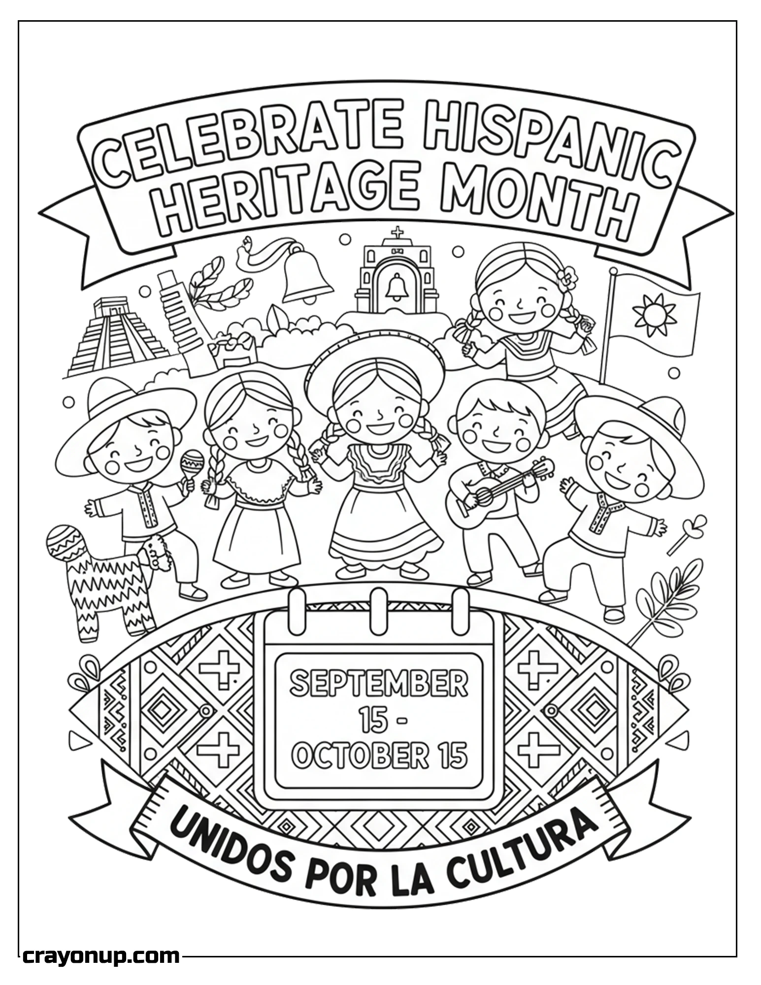 Coloring Page of Adorable Hispanic Heritage Month Coloring Sheet Free