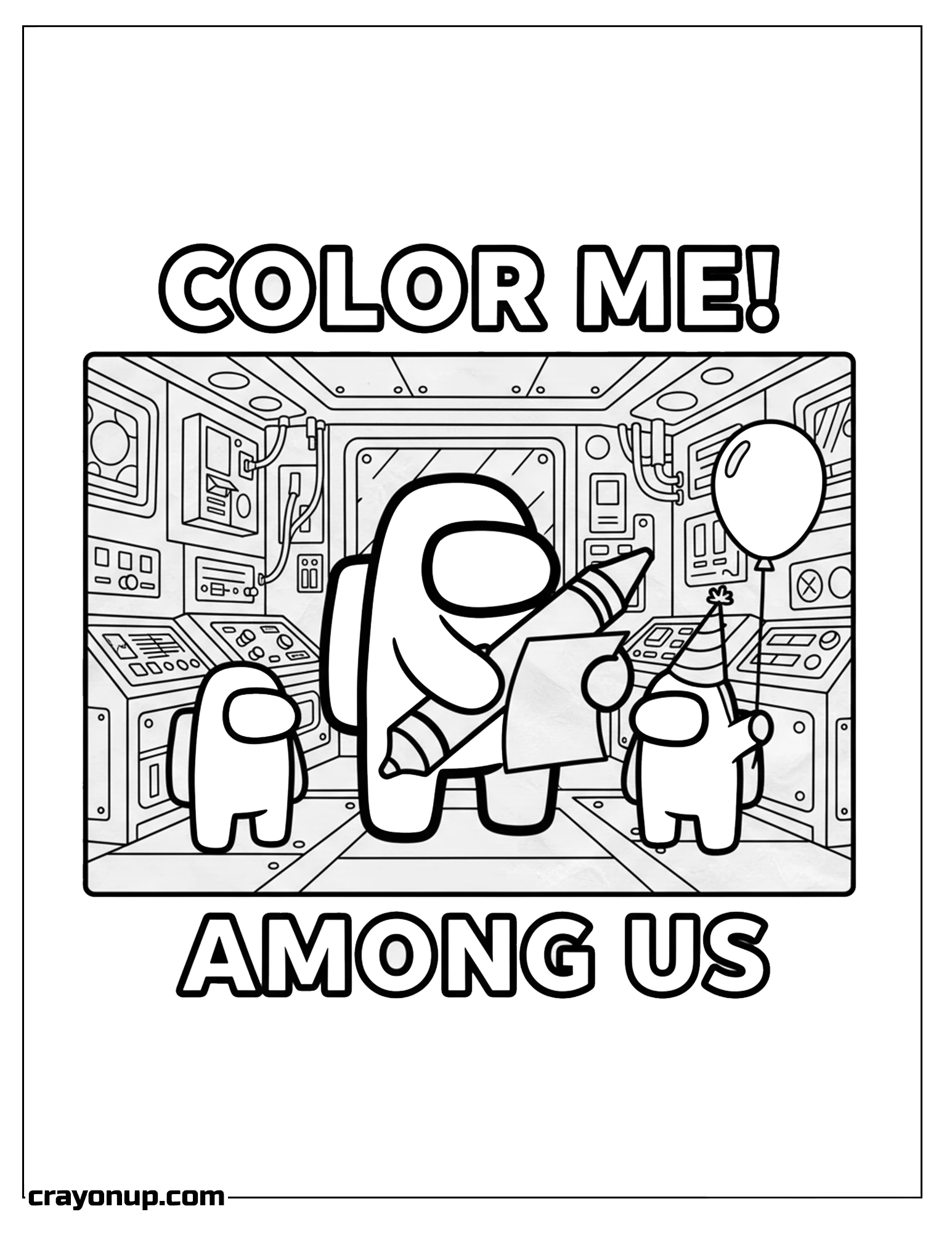 Coloring Page of Adorable Kawaii Among Us Coloring Page