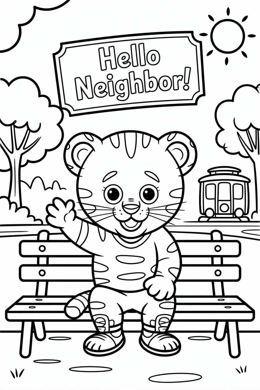 Coloring Page of Adorable Kawaii Daniel Tiger Coloring Page