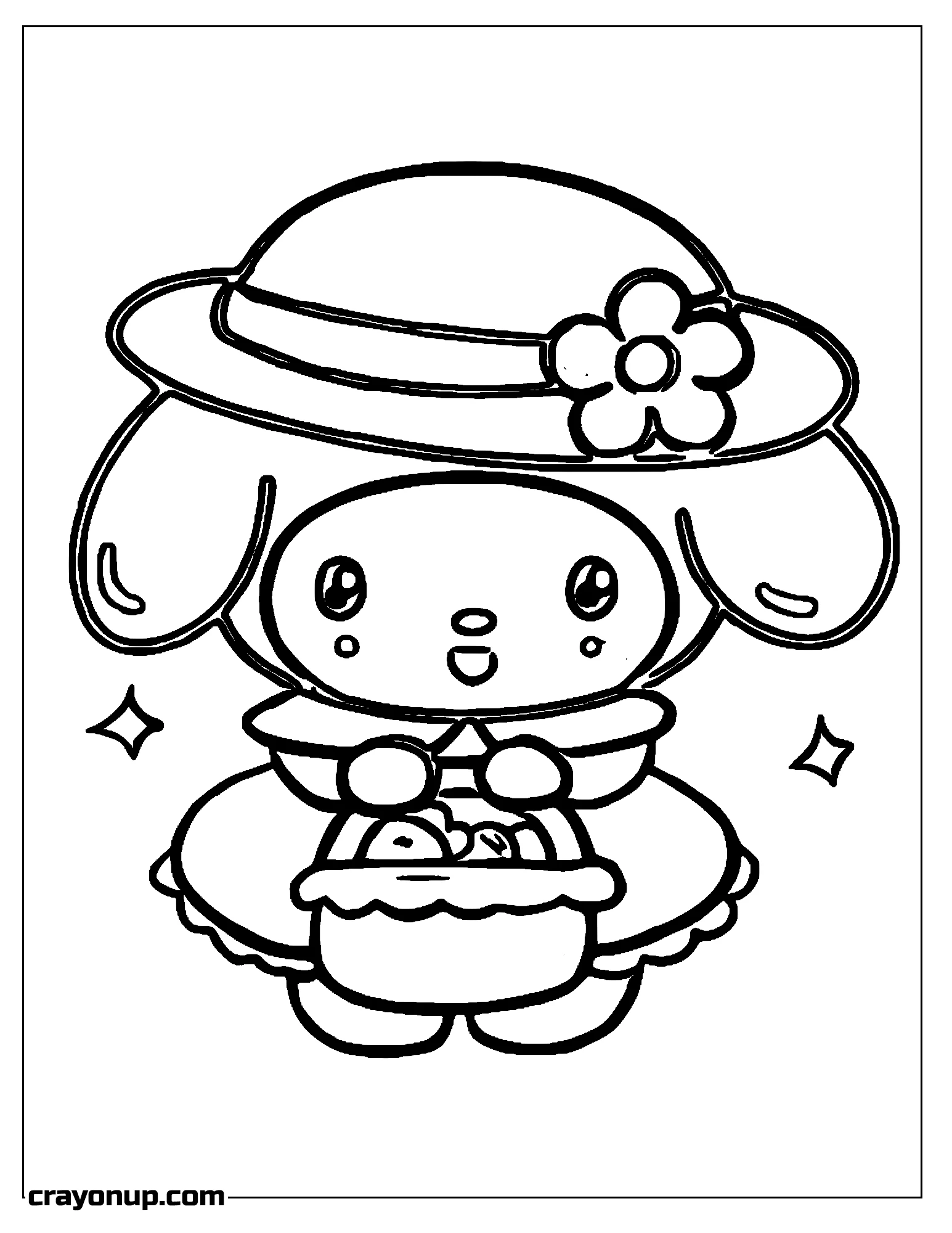 Coloring Page of Adorable Kawaii My Melody Coloring Page