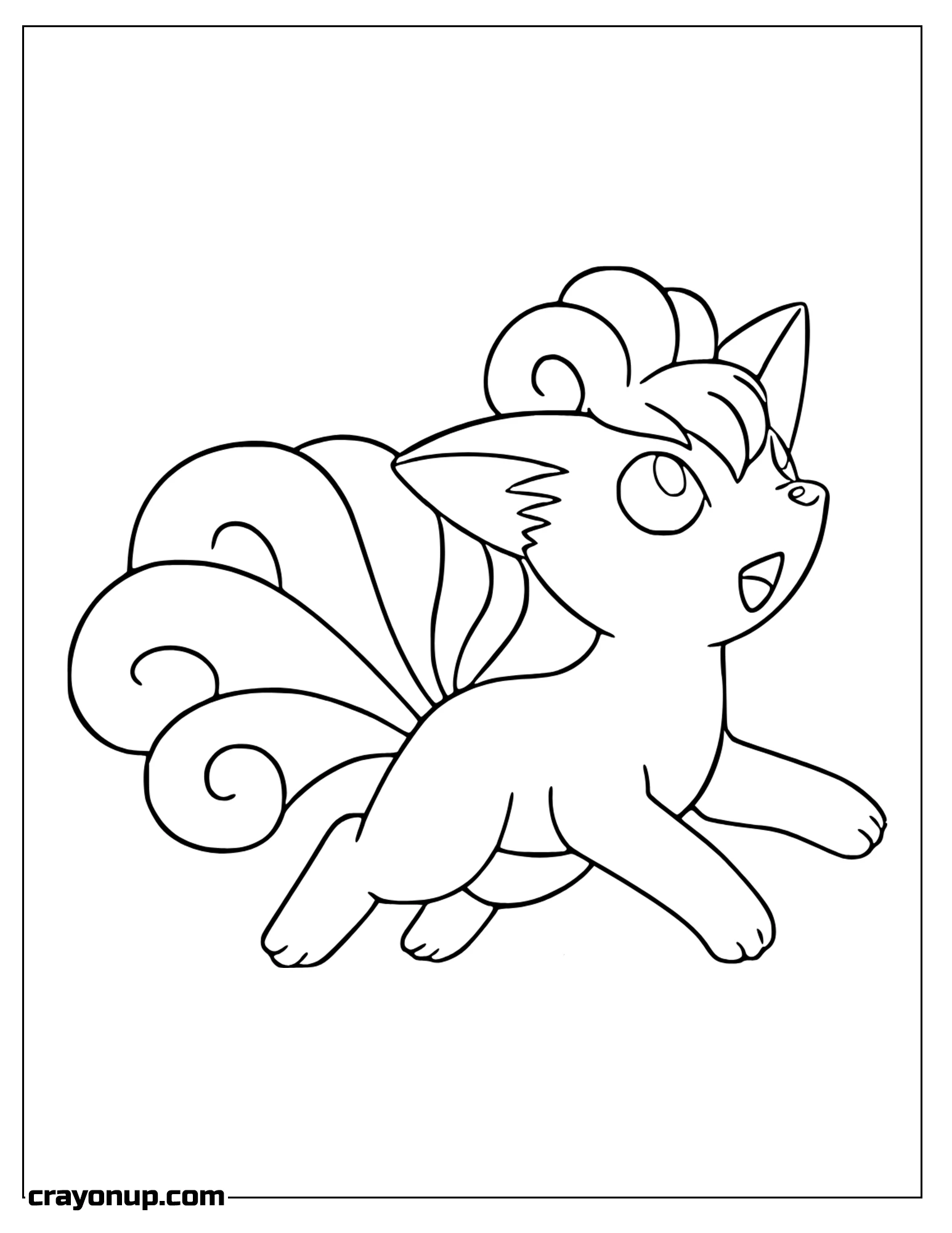 Coloring Page of Adorable Kawaii Vulpix Coloring Page