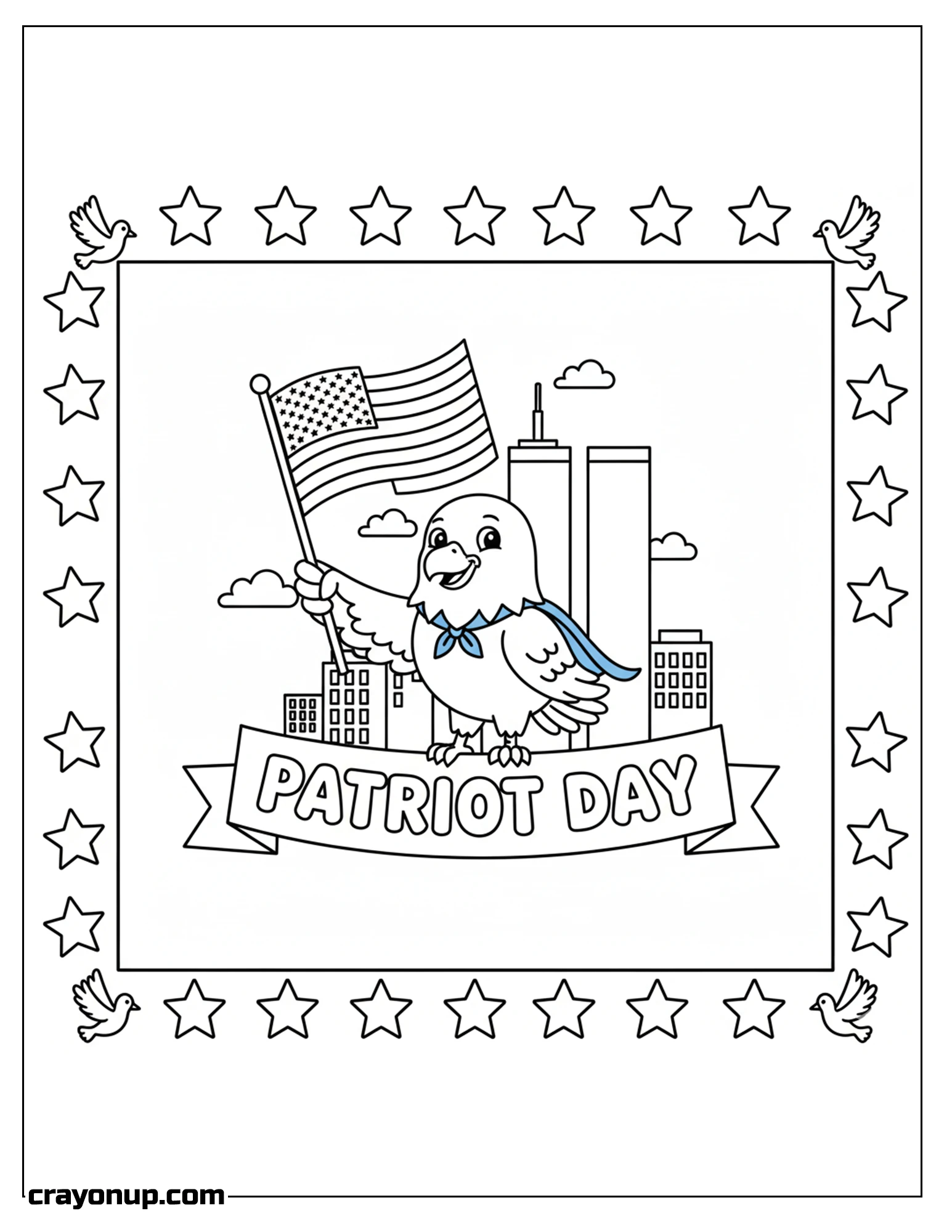 Coloring Page of Adorable Patriot Day Coloring Page Free