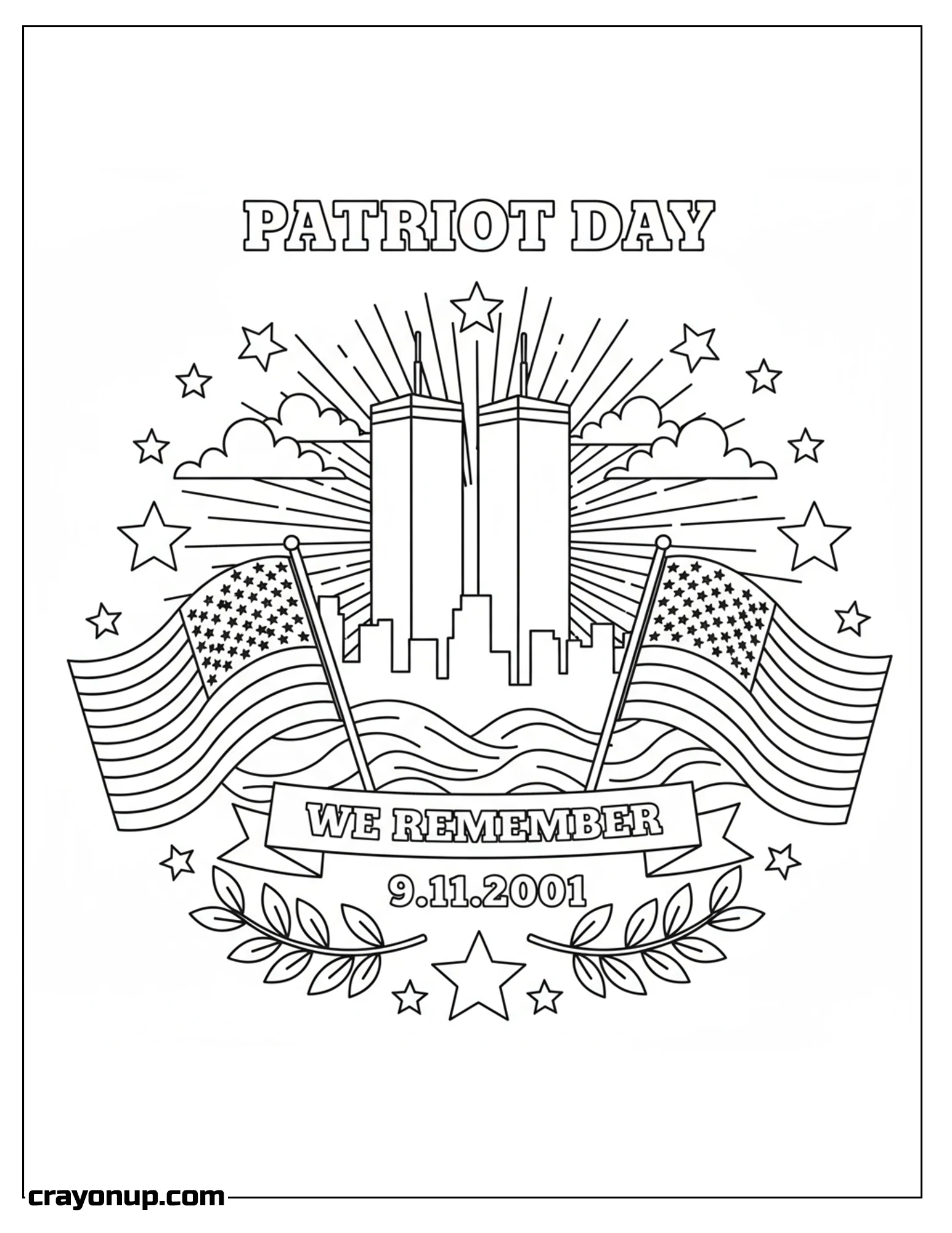 Coloring Page of Adorable Patriot Day Coloring Page Printable