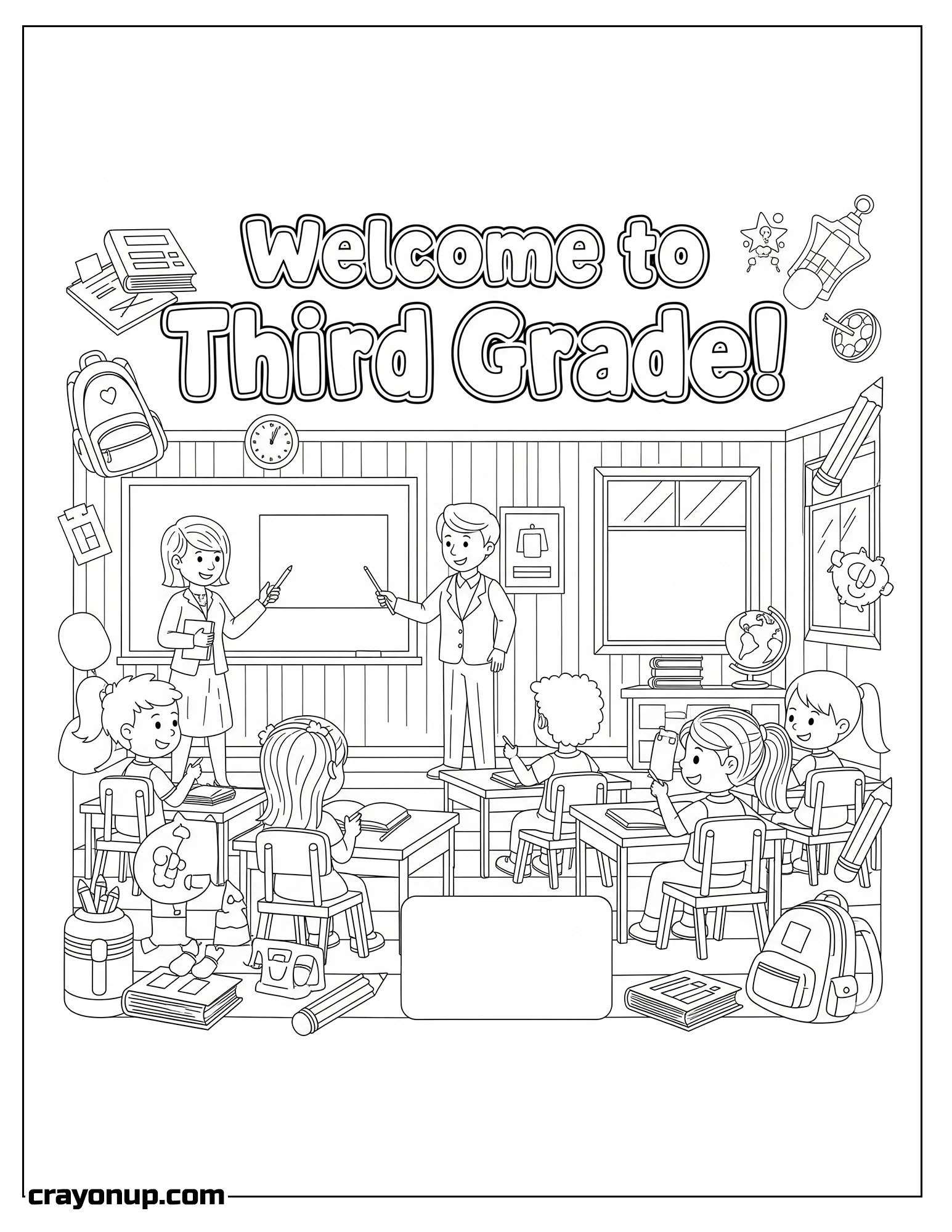 Coloring Page of Adorable Third Grade Coloring Page for Kids