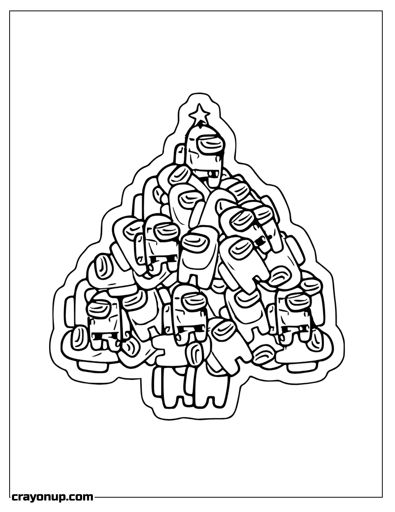 omyy Coloring Page of Among Us Characters together like Christmas Tree