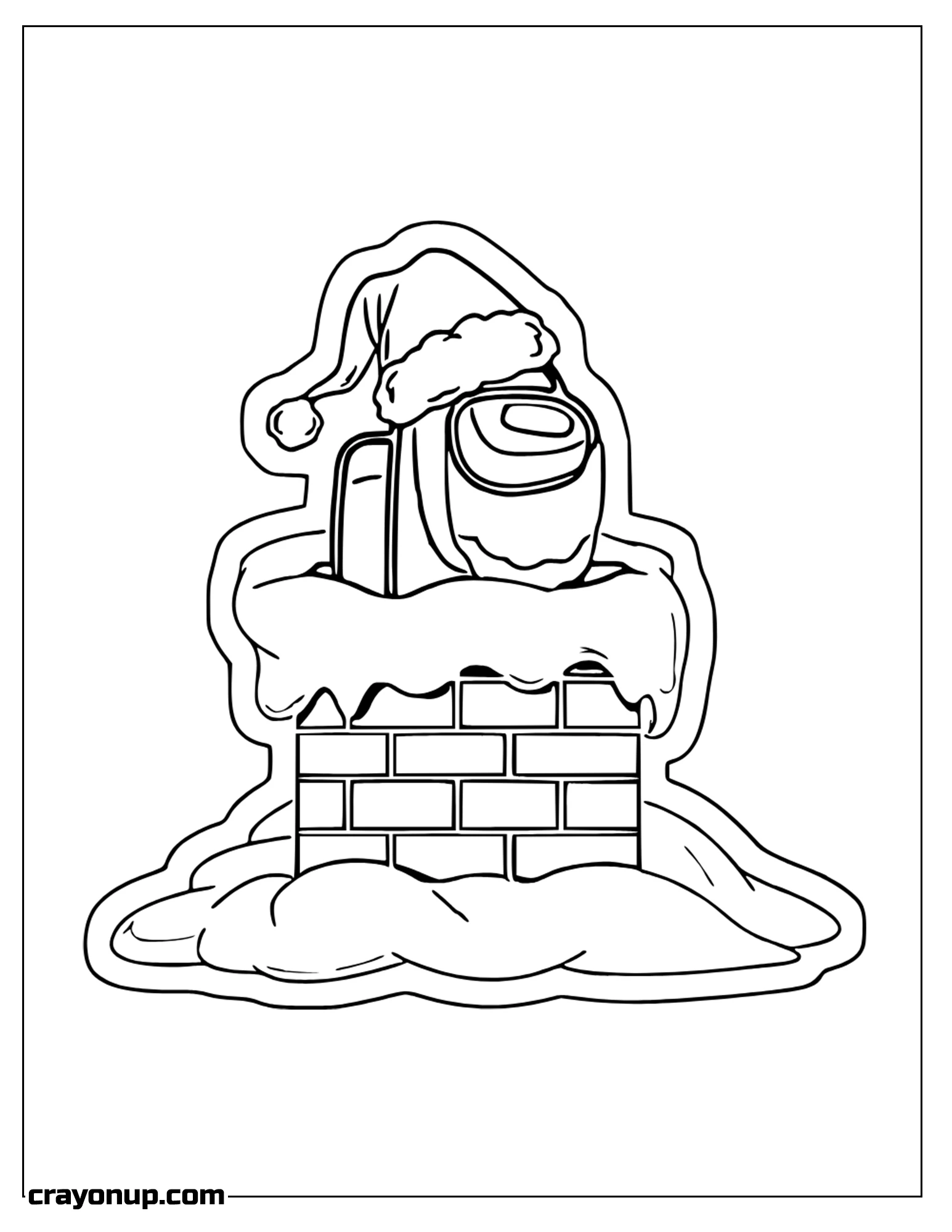omyy Coloring Page of Among us Wearing Christmas Hat Entering in Chimney