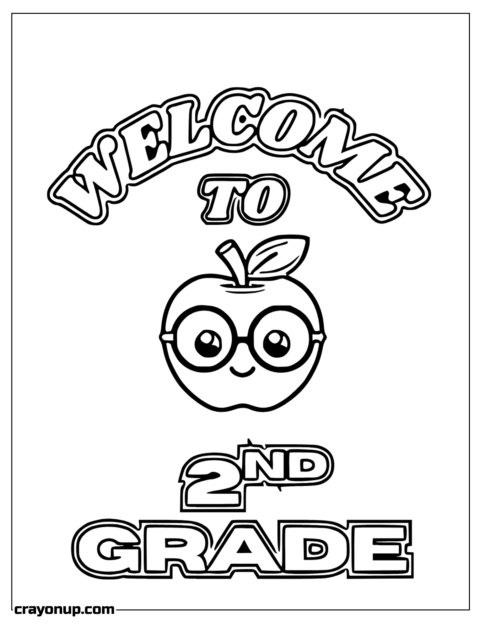 omyy Coloring Page of Apple Welcome to Second Grade Coloring Sheet