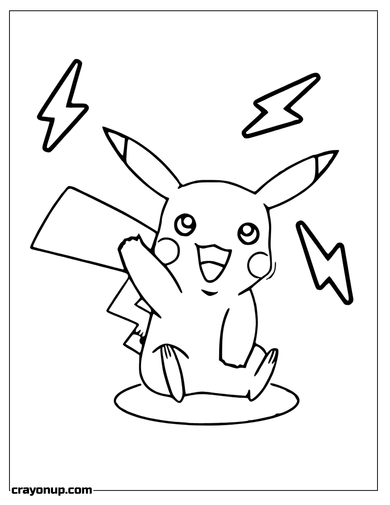Coloring Page of best Pokémon Pikachu. Favorite of Ash owner of Pikachu Coloring Sheet