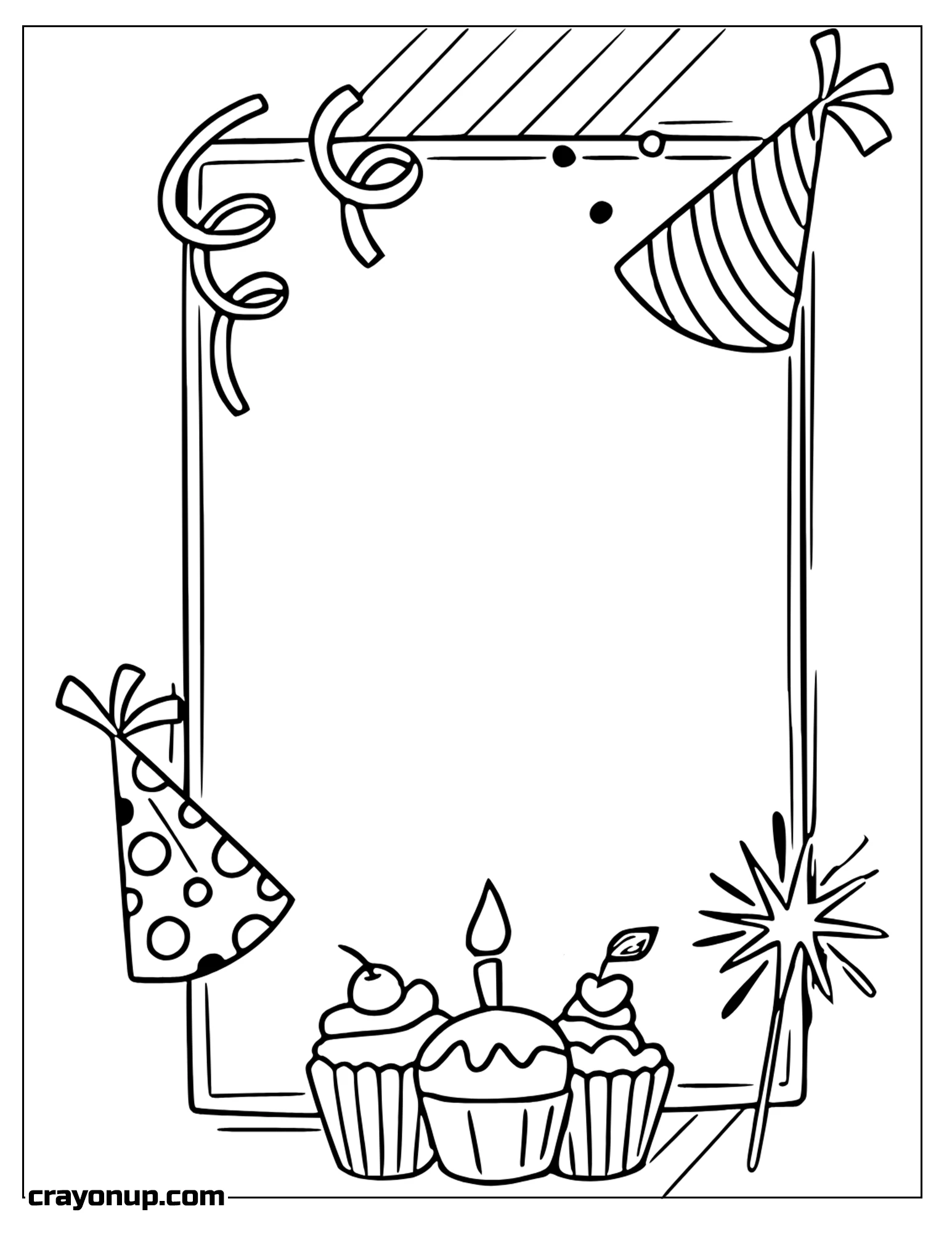 Coloring Page of Birthday Celebration Card with Little Cakes Coloring Pages