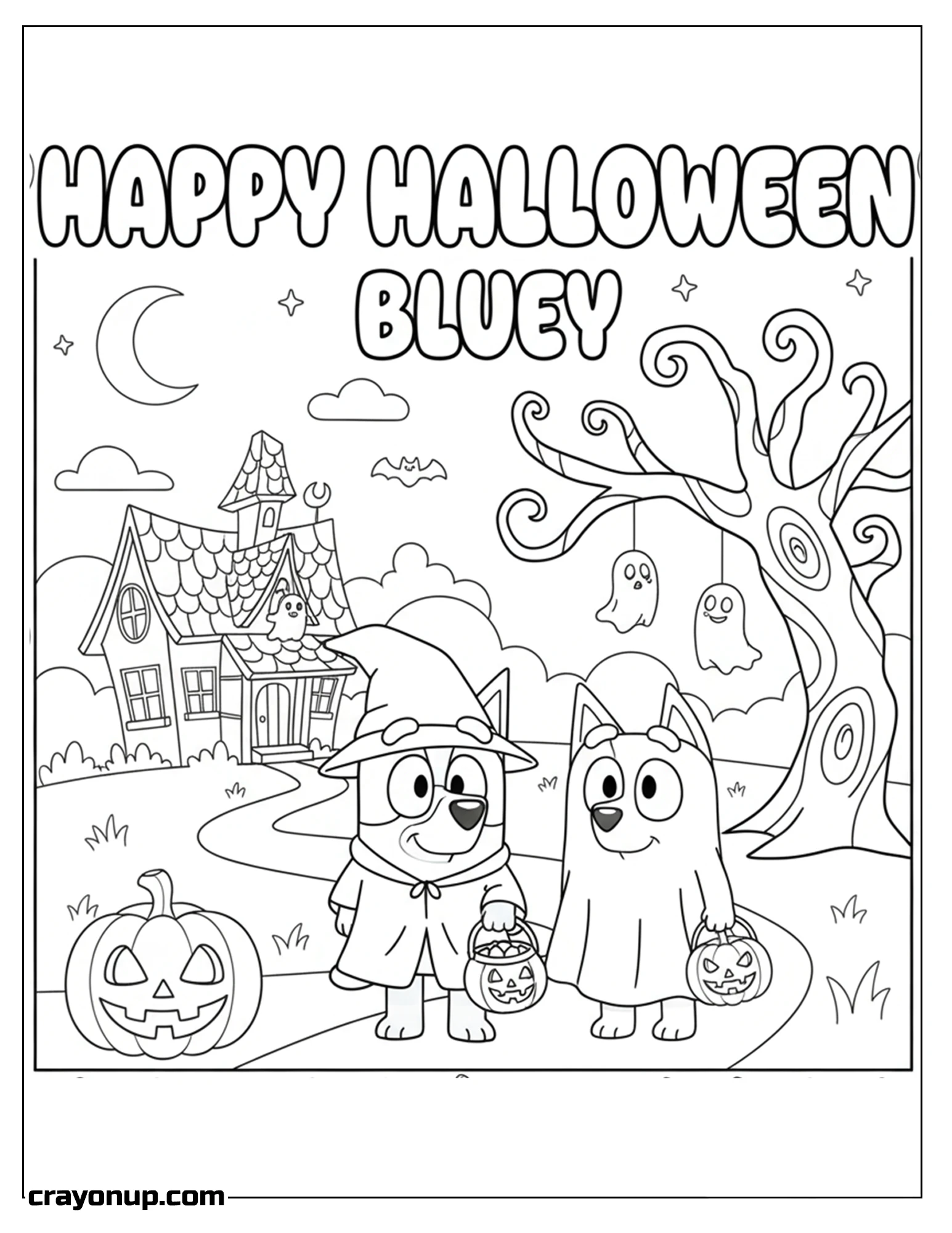Coloring Page of Bluey Halloween Cute Coloring Page to Print