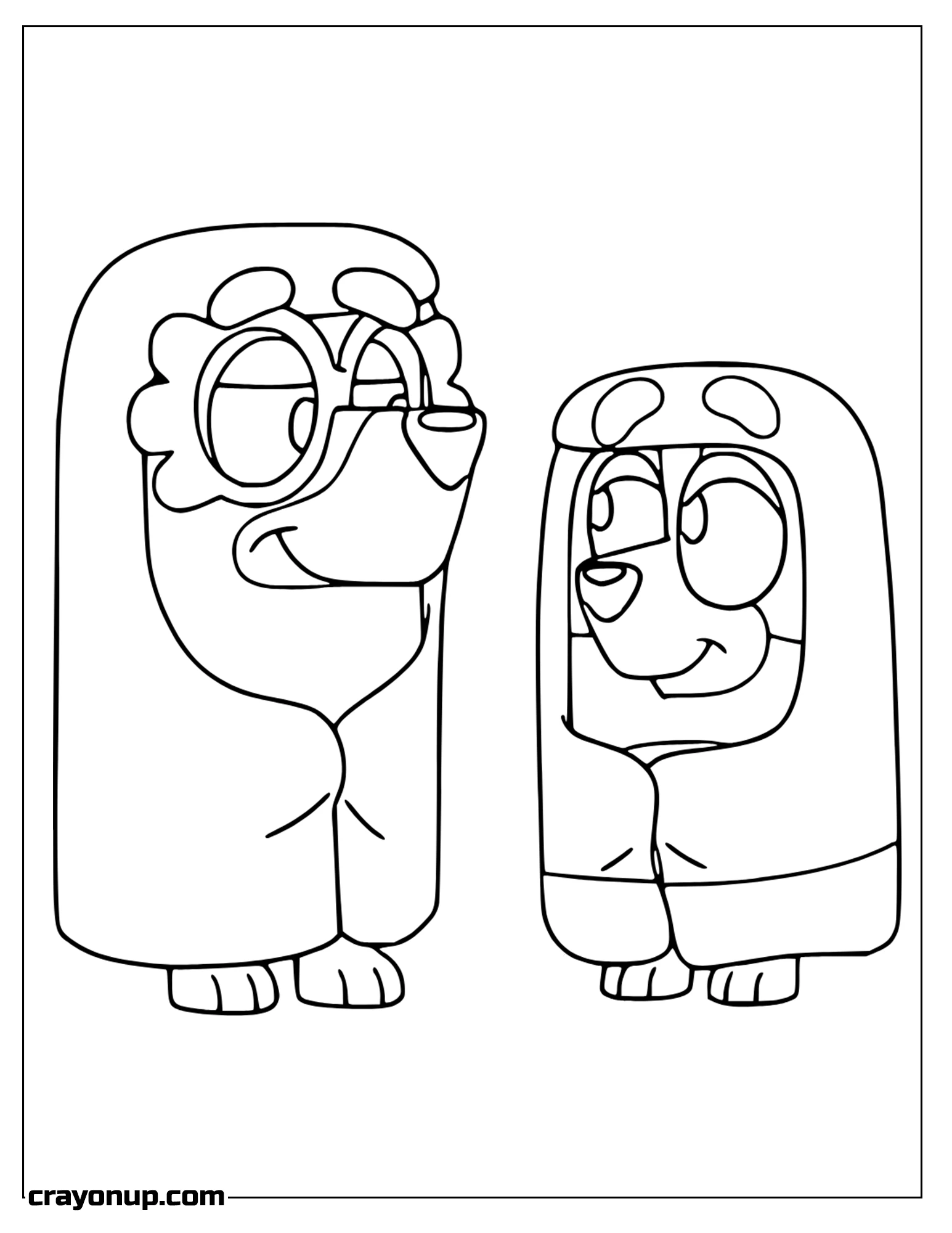 Coloring Page of Bluey With Bingo Cute Coloring Page Printable