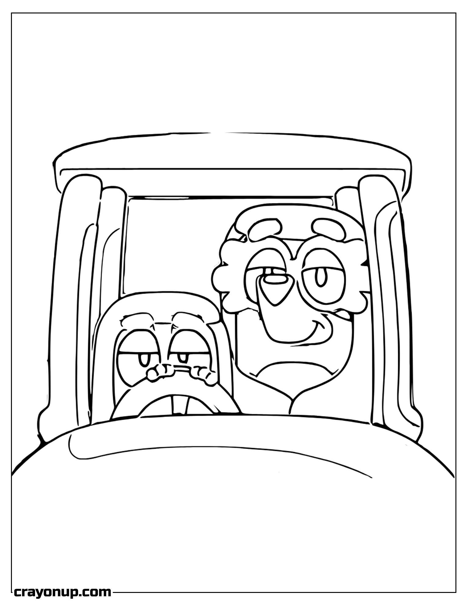 Coloring Page of Bluey With Bingo Cute Coloring Sheet to Print