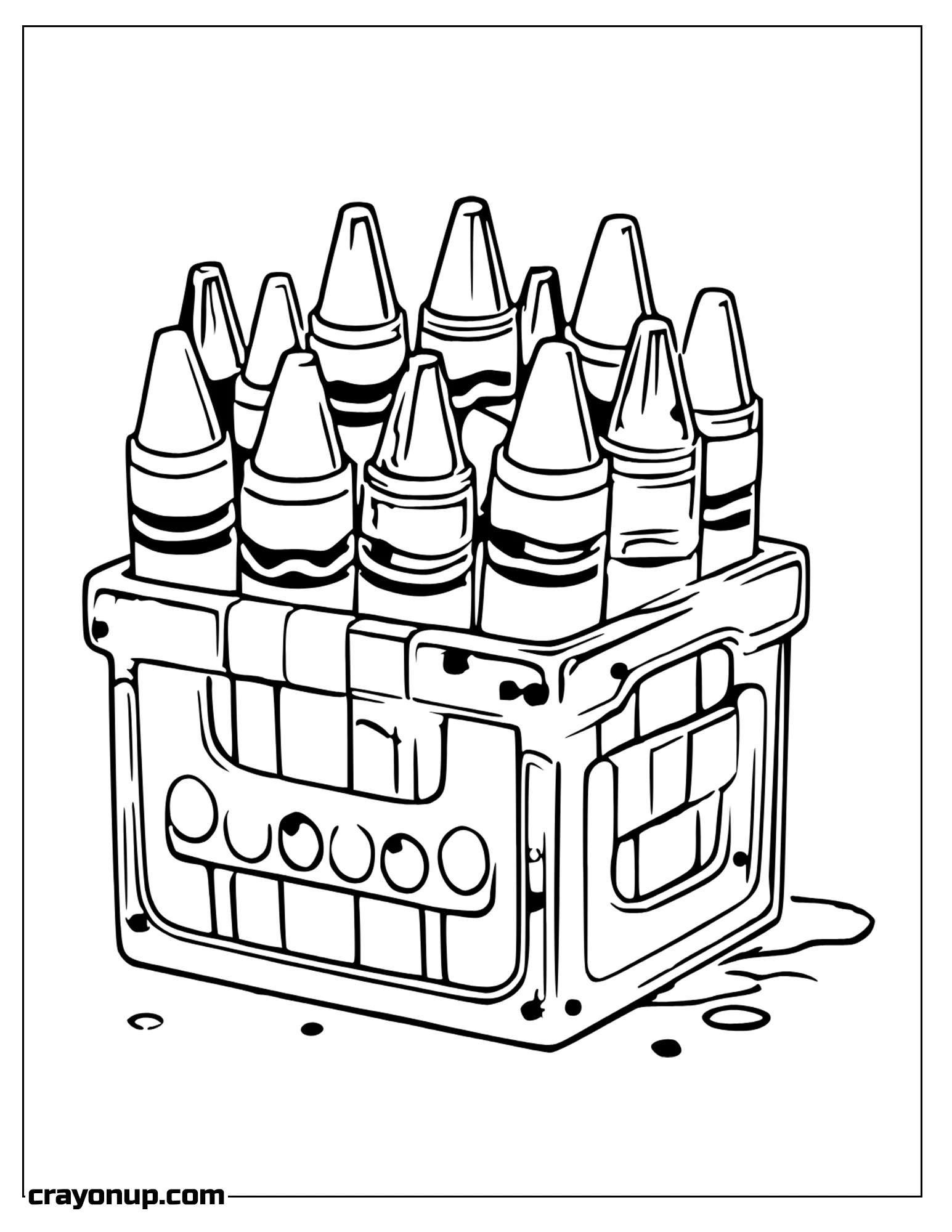 omyy Coloring Page of Collection of Crayon in a Box