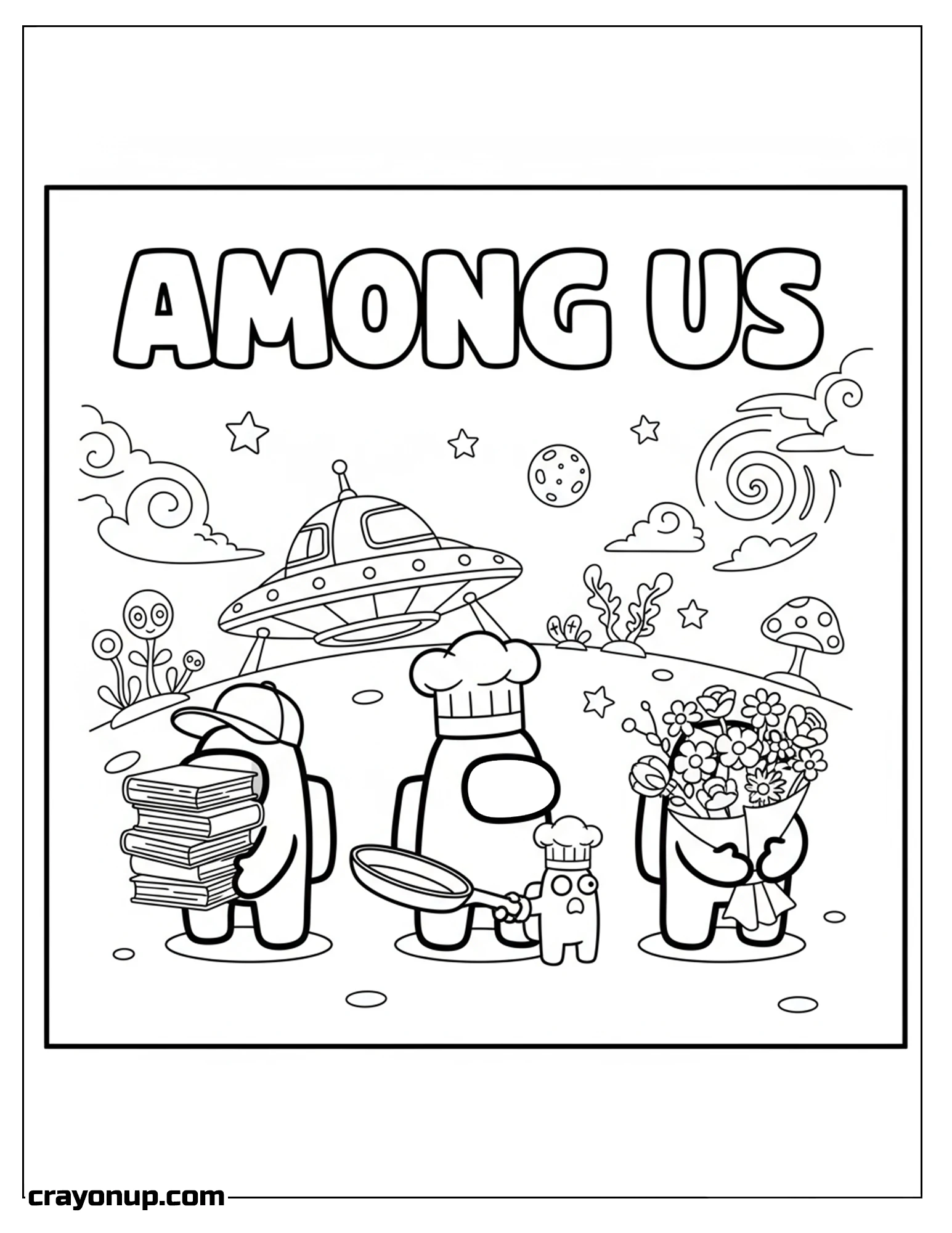 Coloring Page of Cute Among Us Printable Coloring Sheet
