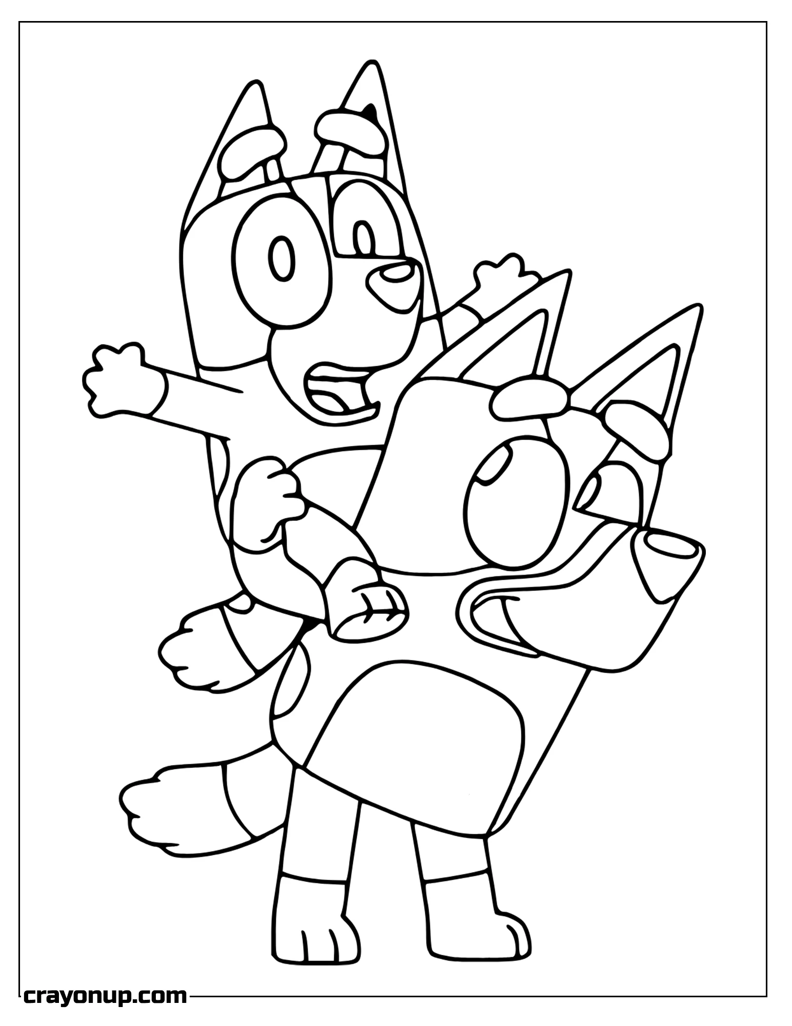 Coloring Page of Cute Bluey With Bingo Printable Coloring Sheet