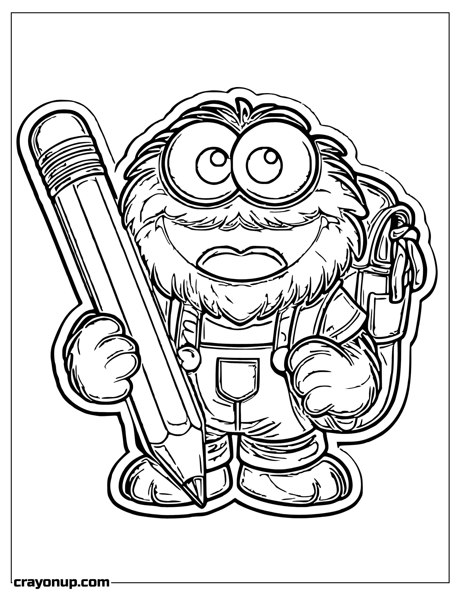 omyy Coloring Page of Cute Cookie Monster Ready to go to school