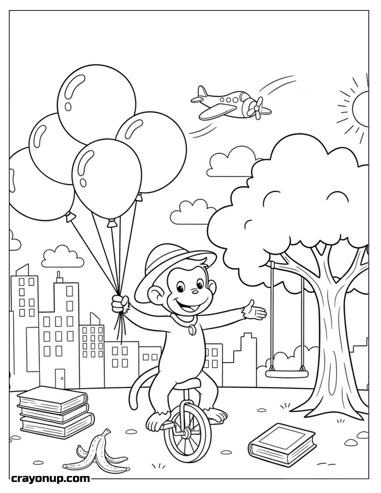 Coloring Page of Cute Curious George Coloring Page to Color