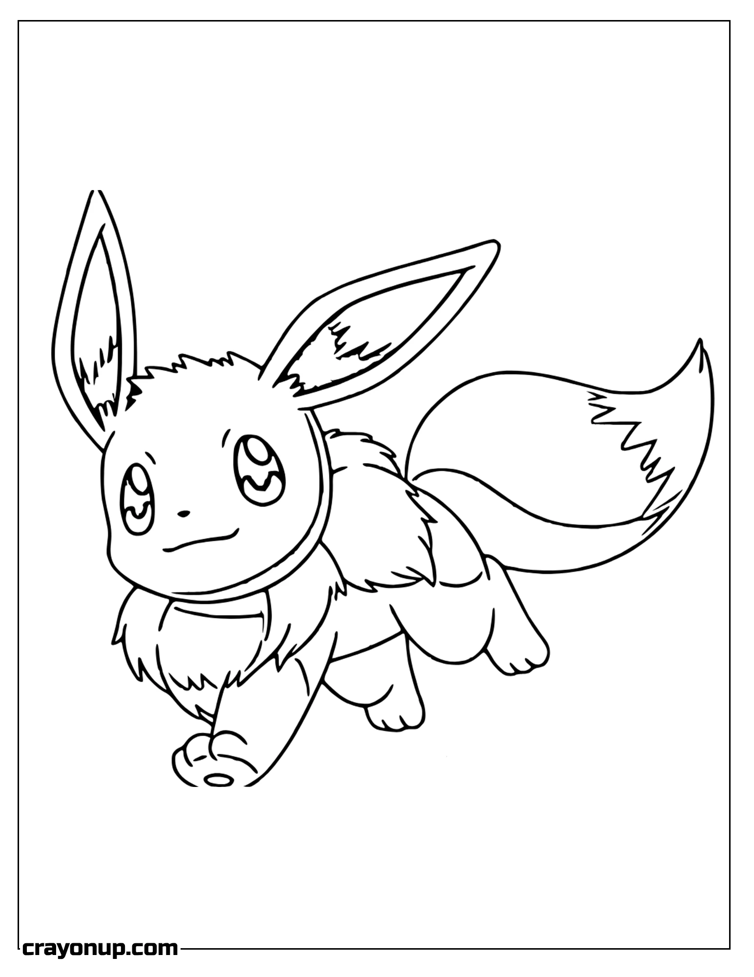 Coloring Page of Cute Eevee Pokemon Character Ruining Printable Coloring Page
