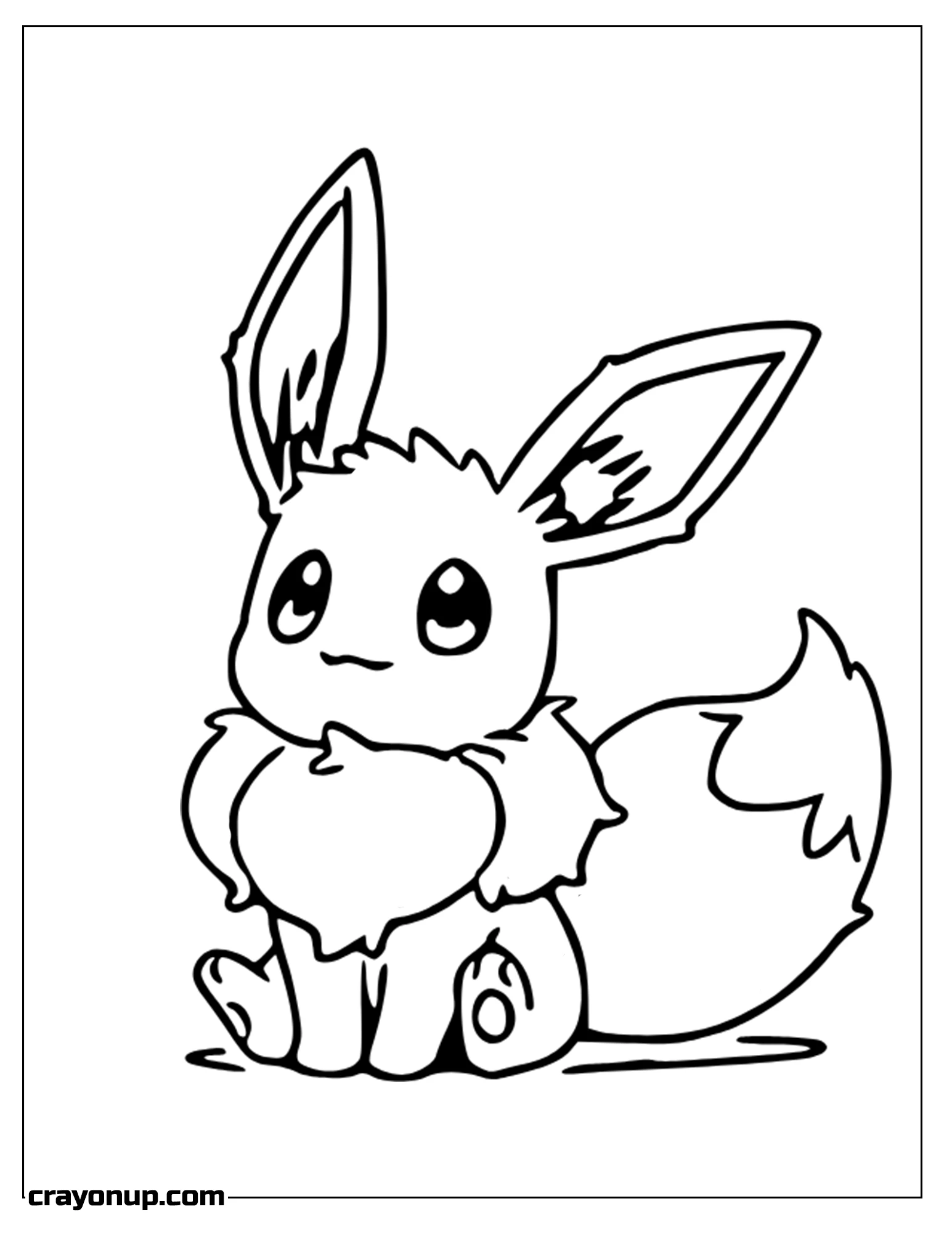 Coloring Page of Cute Eevee Pokemon Character To Color