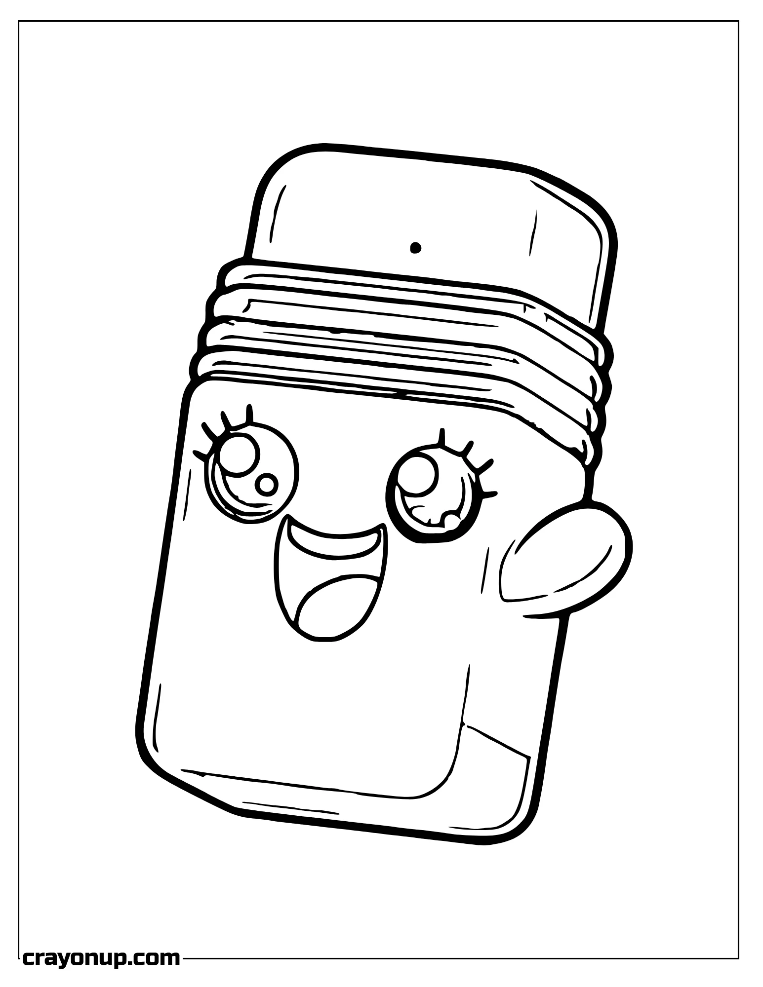 omyy Coloring Page of Cute Eraser with Kawaii Face