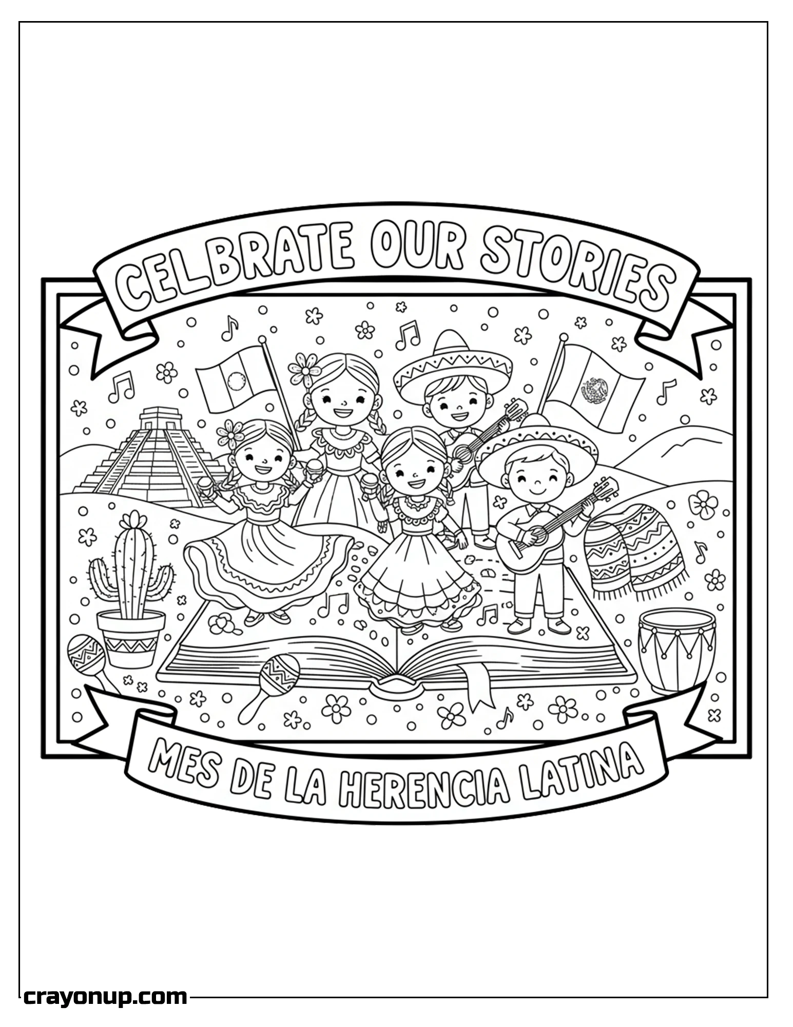 Coloring Page of Cute Hispanic Heritage Month Coloring Page