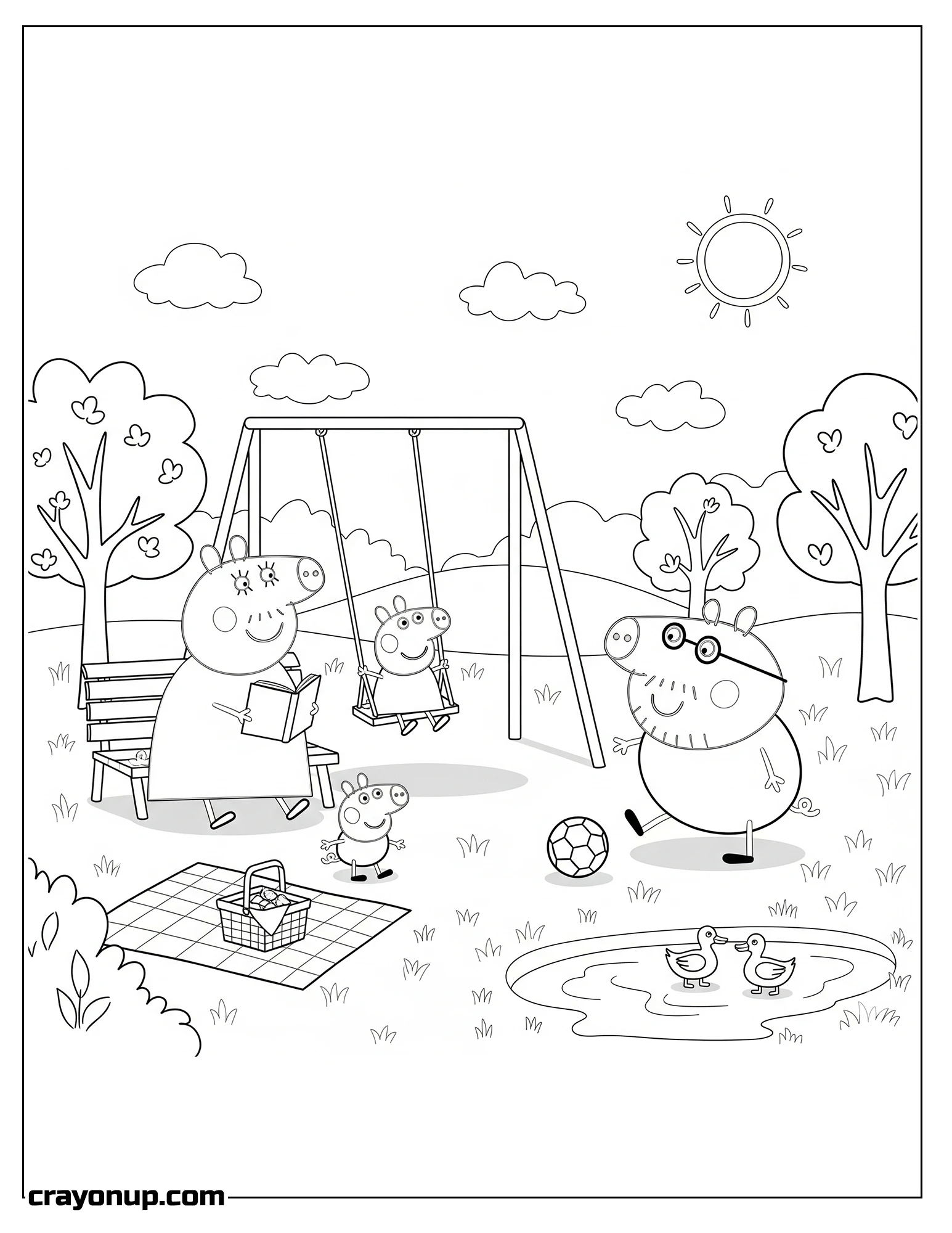 Coloring Page of Cute Peppa Pig Printable Coloring Sheet
