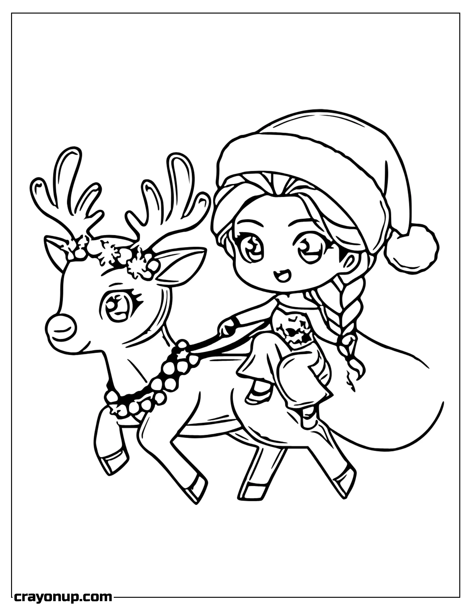 omyy Coloring Page of Disney's Frozen Elsa is the character Riding Deer
