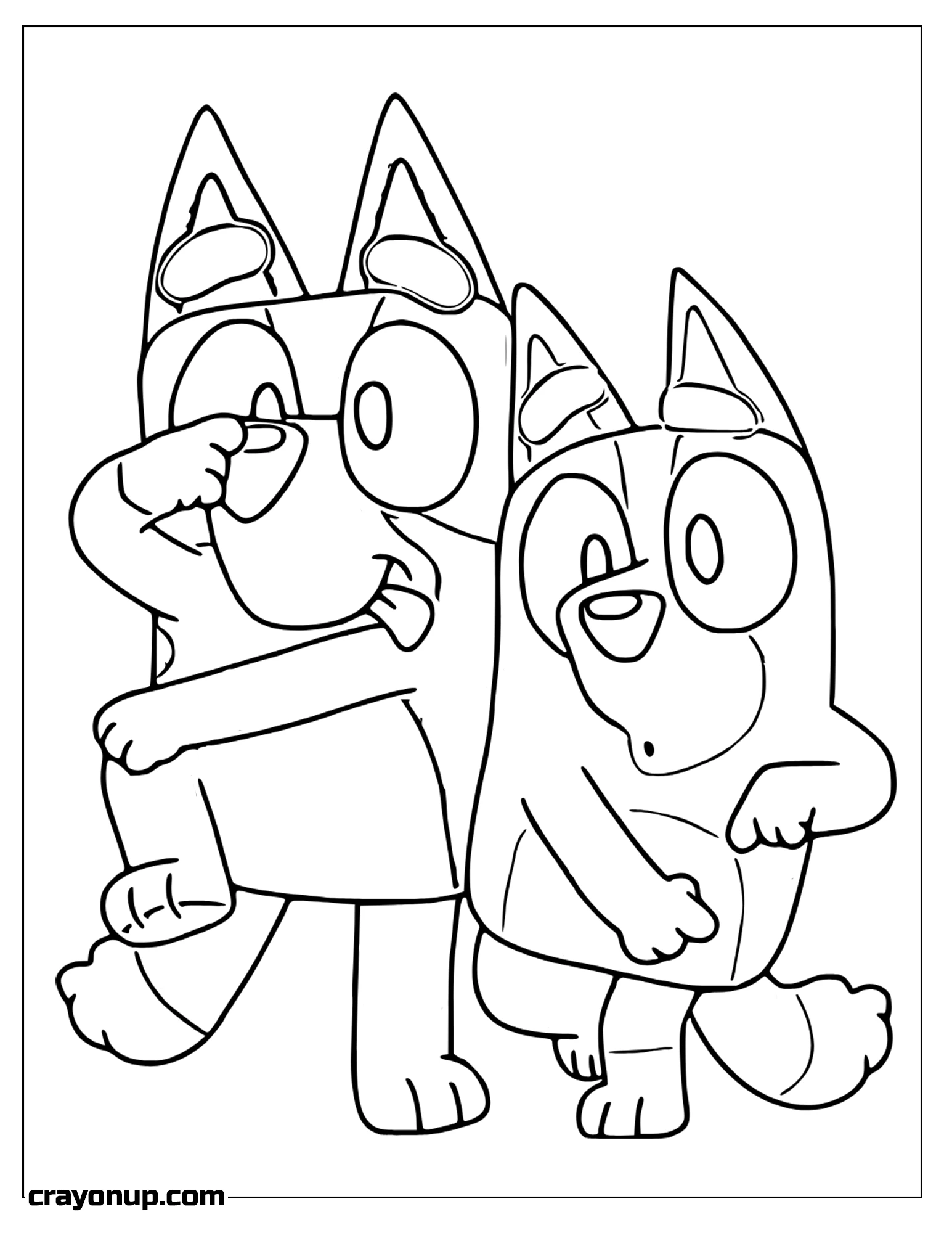 Coloring Page of Easy  Adorable Bluey With Bingo Coloring Page