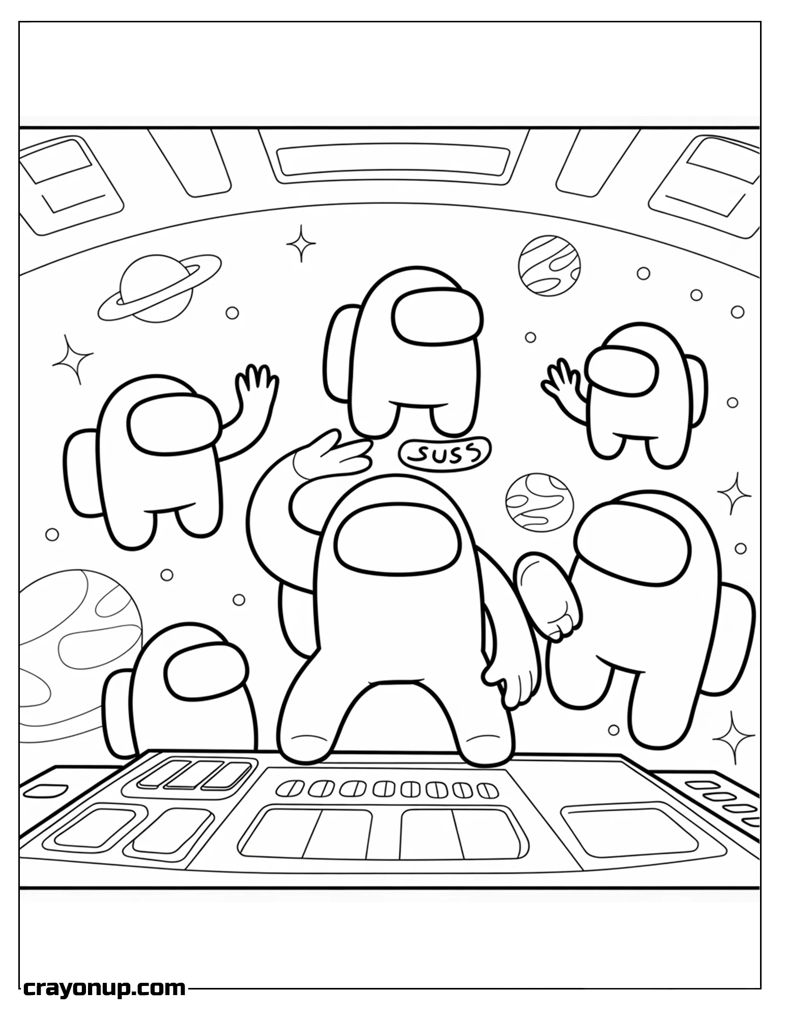 Coloring Page of Easy Among Us Coloring Page to Color