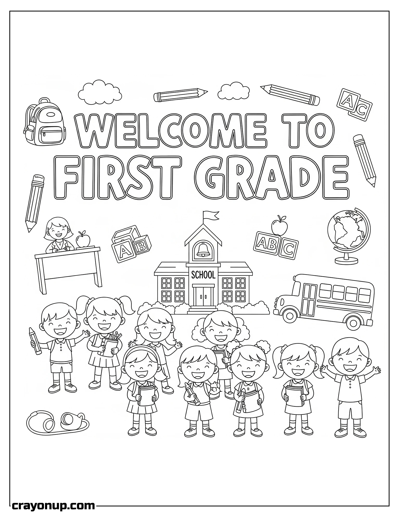Coloring Page of Easy & Cute First Grade Coloring Page to Print