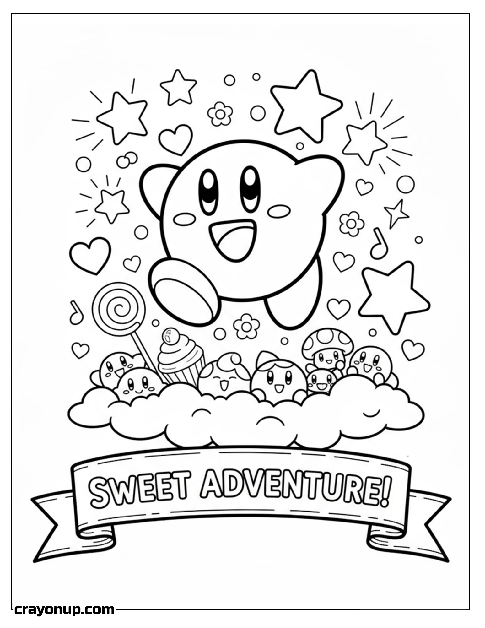 Coloring Page of Easy & Cute Kirby Coloring Page