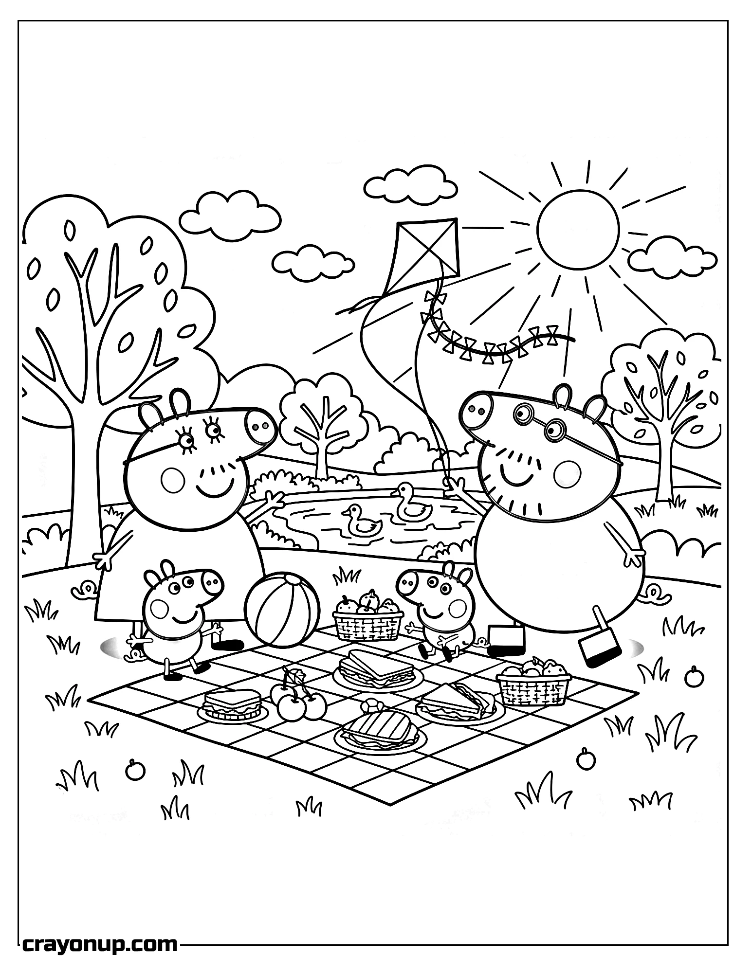 Coloring Page of Easy & Cute Peppa Pig Coloring Page