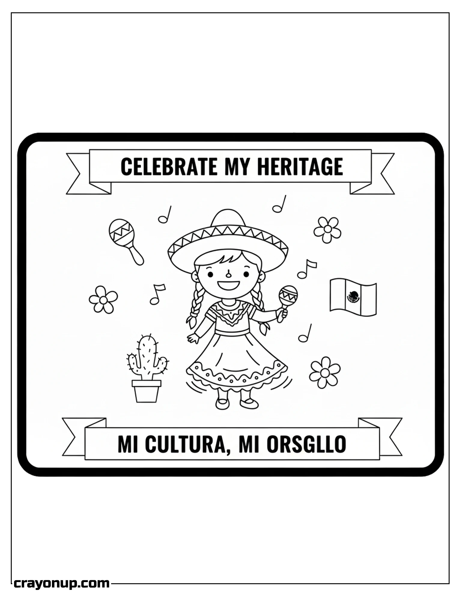 Coloring Page of Easy & Simple Hispanic Heritage Month Coloring Page