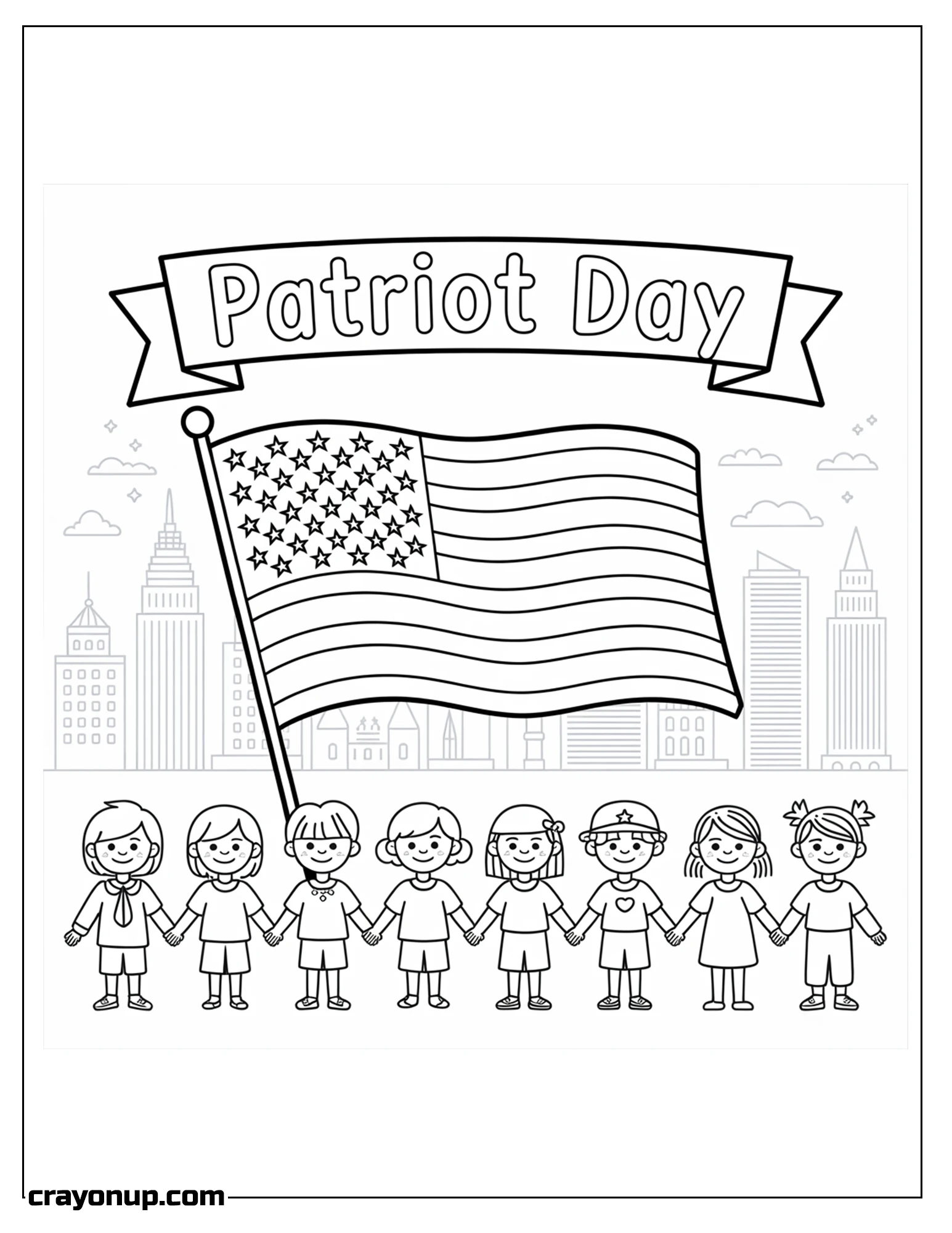 Coloring Page of Easy & Simple Patriot Day Coloring Page