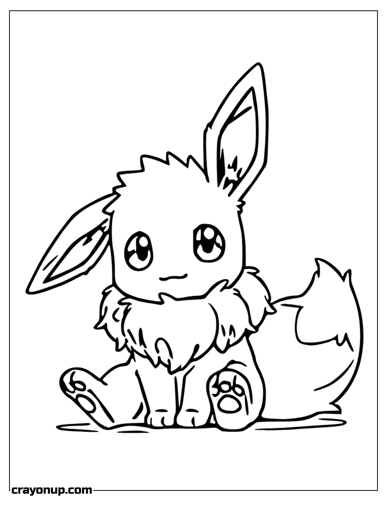 Coloring Page of Eevee Pokemon Character Setting Coloring Sheet