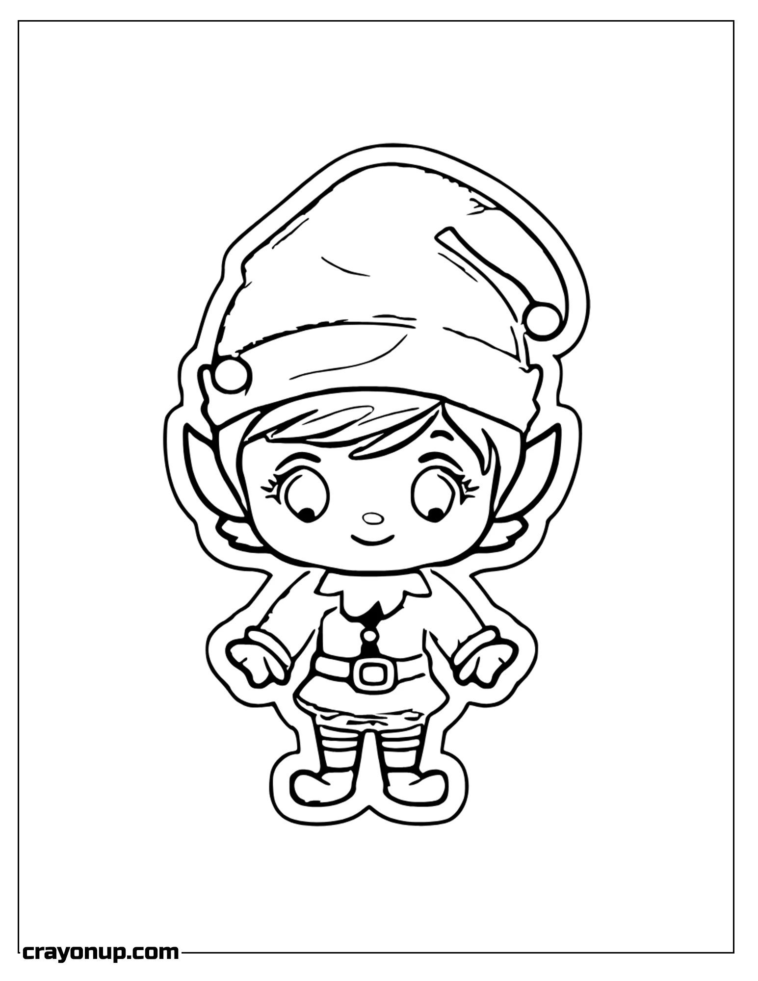 omyy Coloring Page of Elf Wearing Christmas Clothes