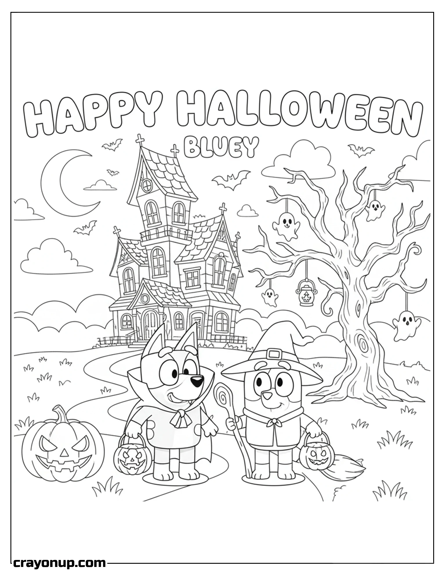 Coloring Page of Free Bluey Halloween Coloring Page to Color
