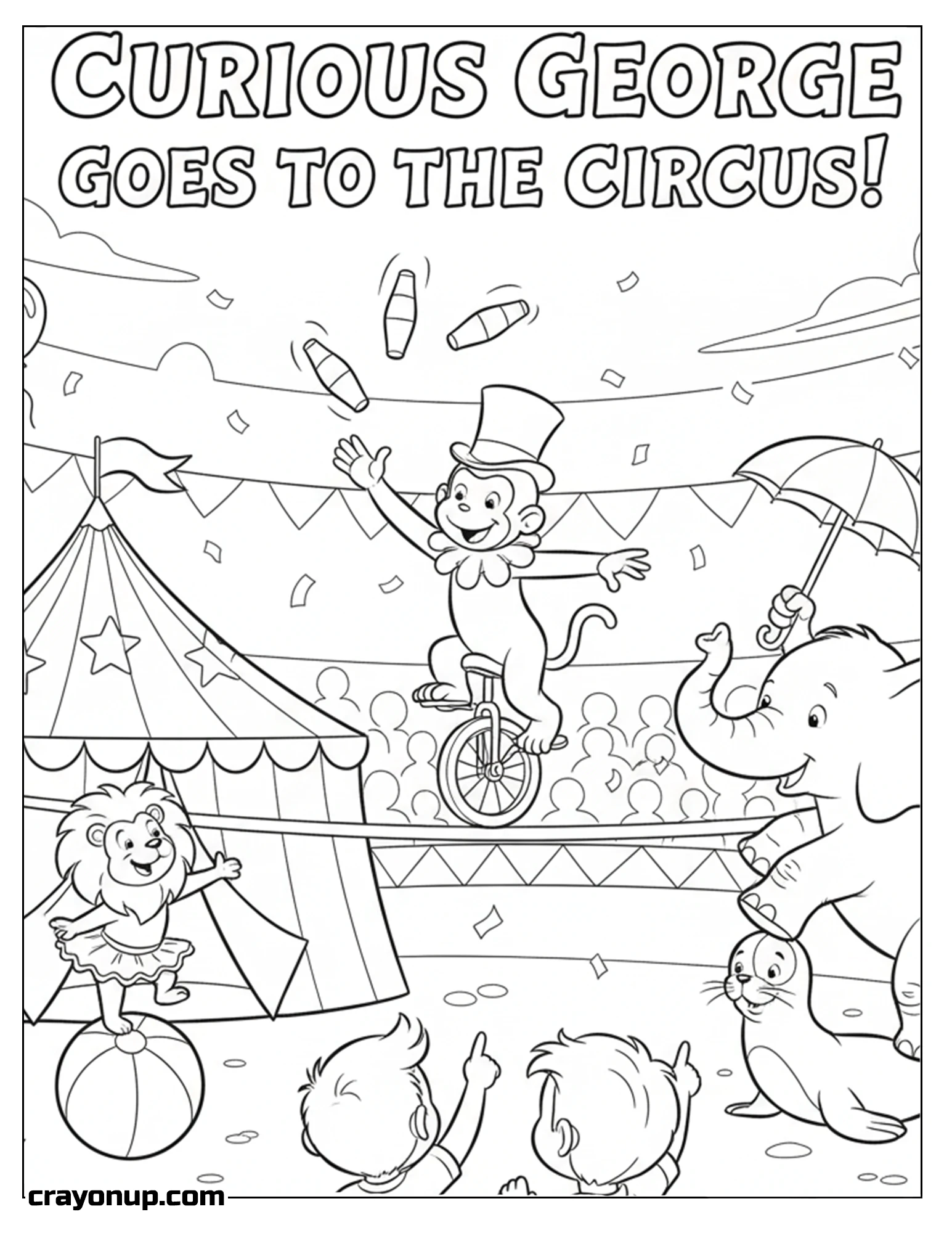 Coloring Page of Free Curious George Coloring Sheet for Children