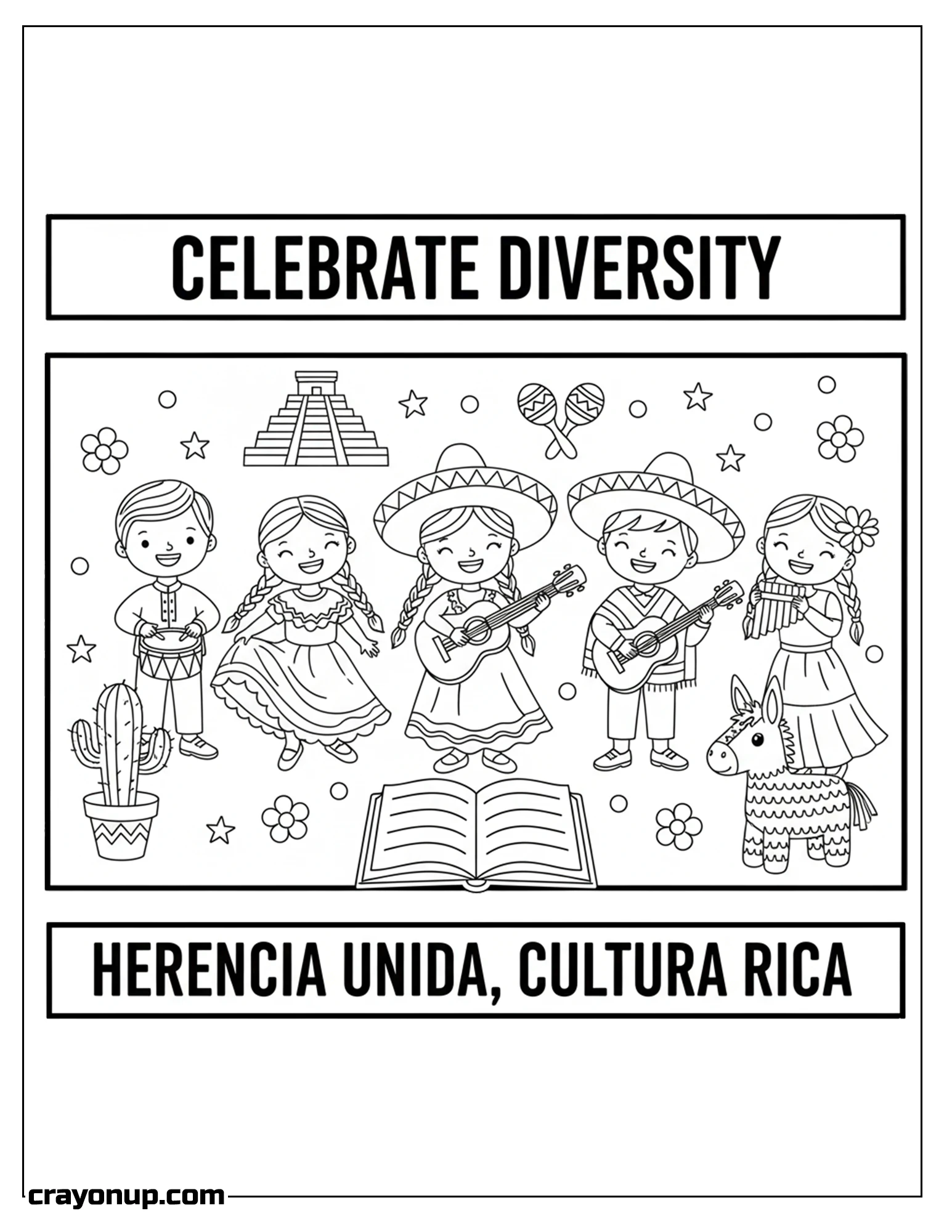 Coloring Page of Free Cute Hispanic Heritage Month Coloring Page Printable