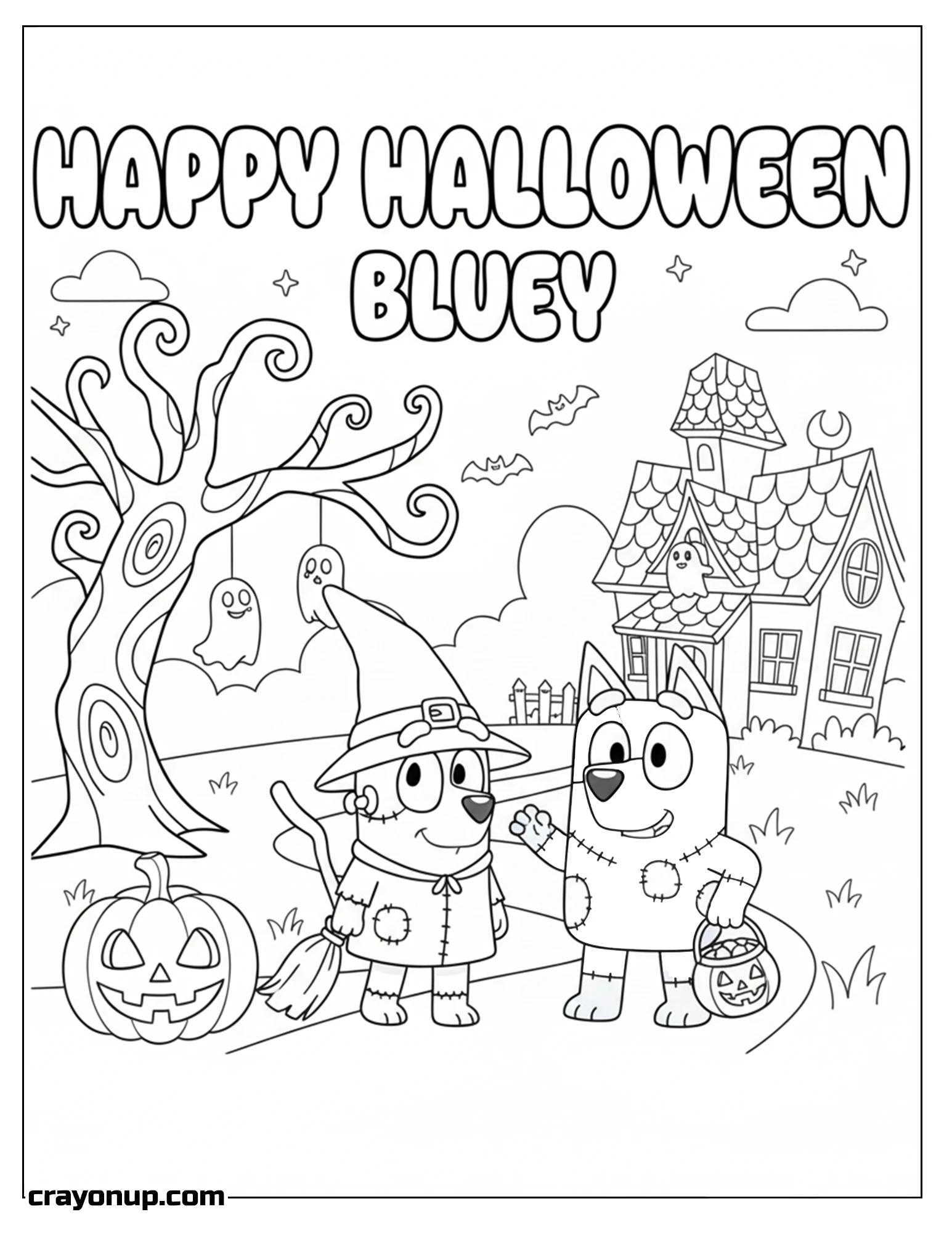 Coloring Page of Free Printable Bluey Halloween Coloring Page PDF