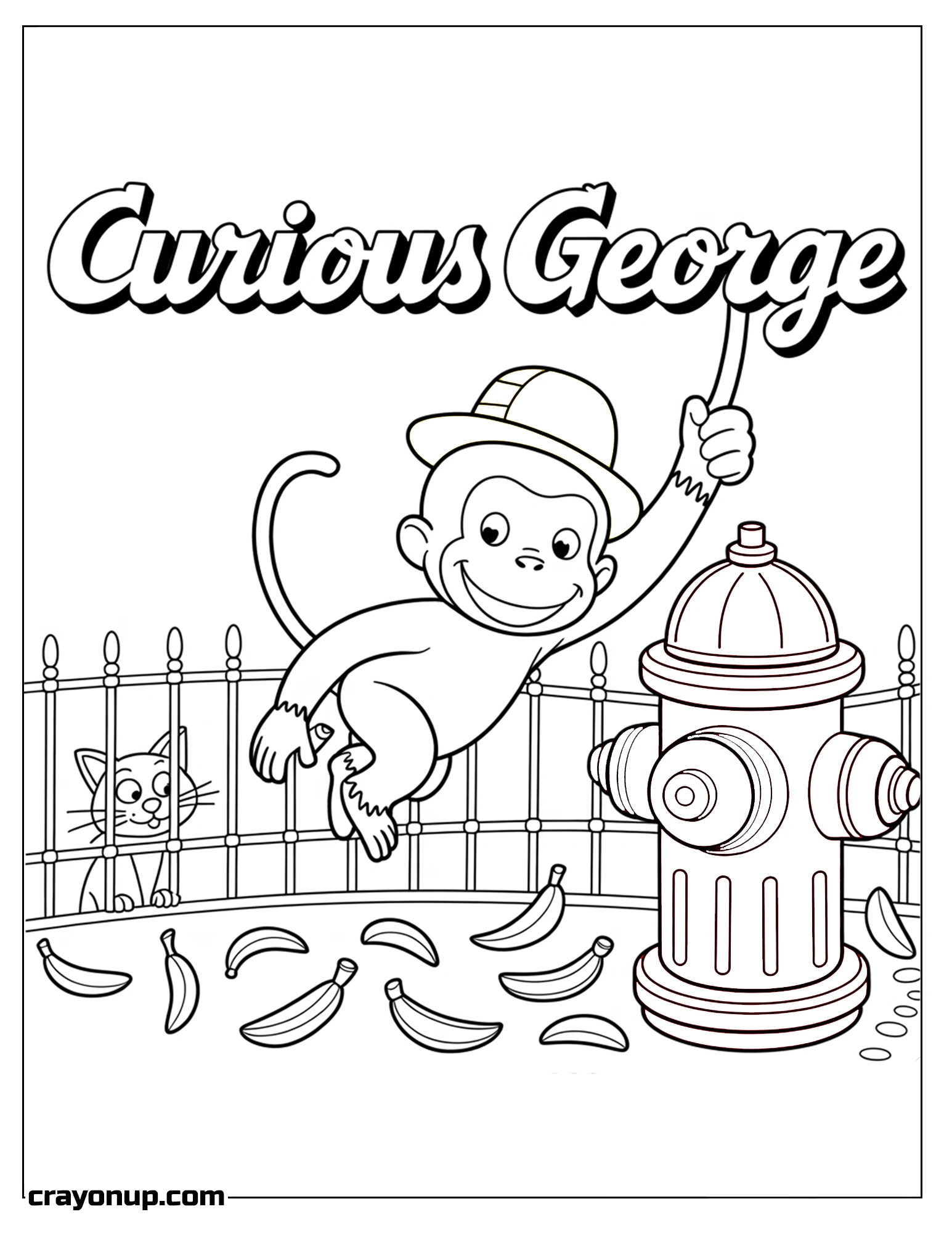 Coloring Page of Free Printable Curious George Coloring Sheet