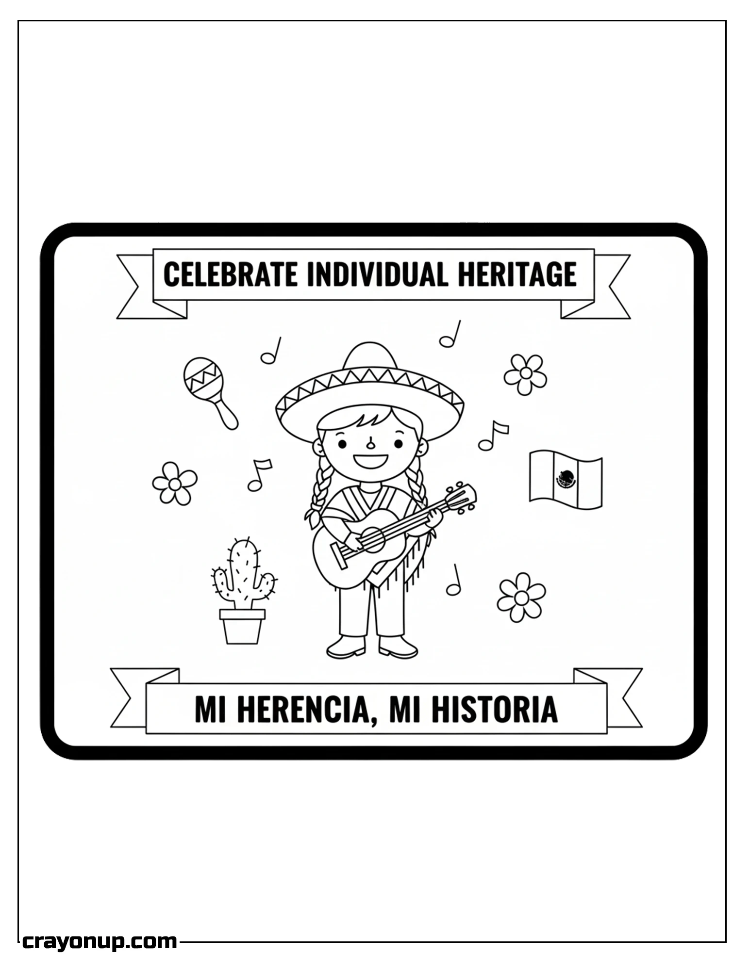 Coloring Page of Free Printable Hispanic Heritage Month Coloring Sheet