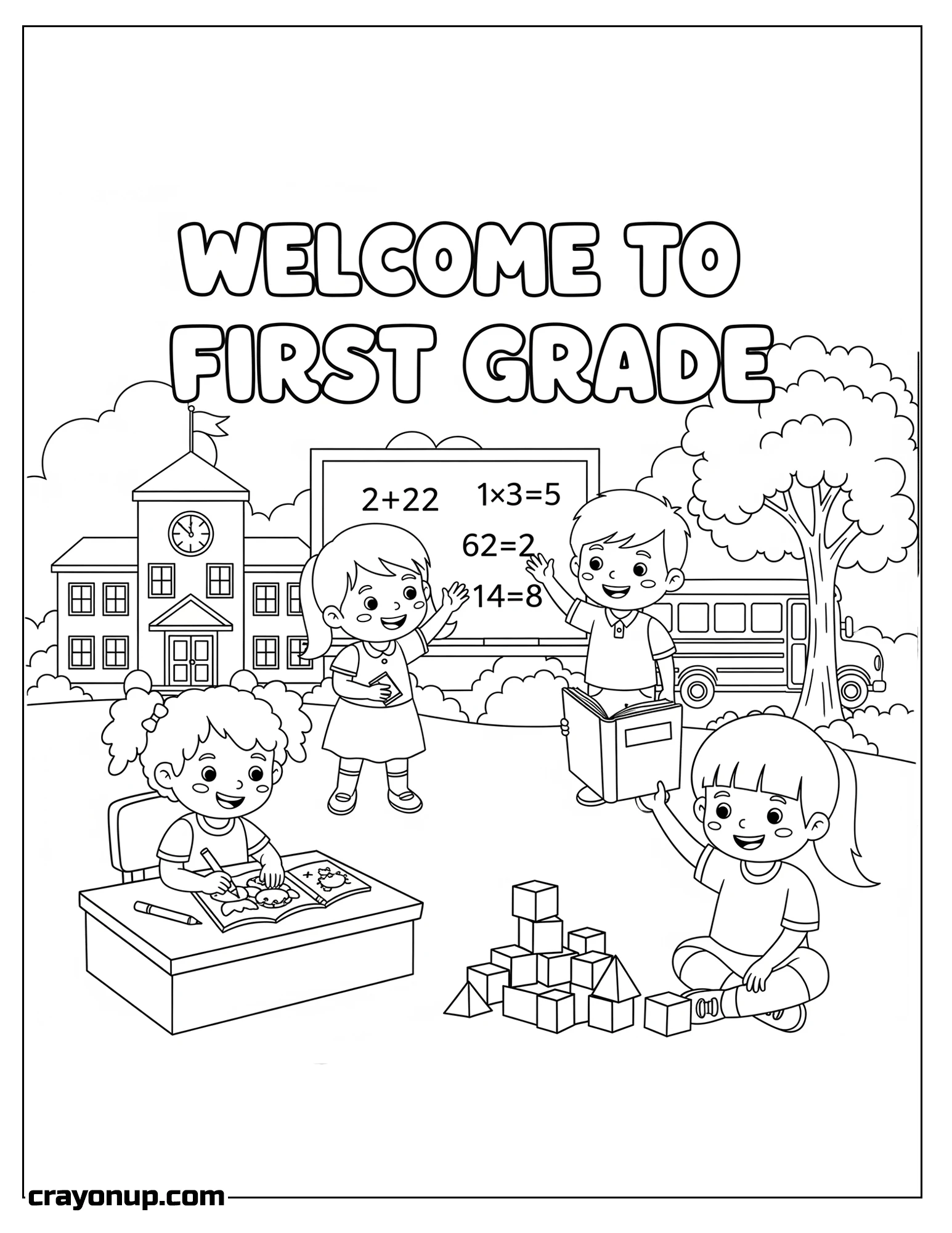 Coloring Page of Free Welcome to First Grade Coloring Sheet