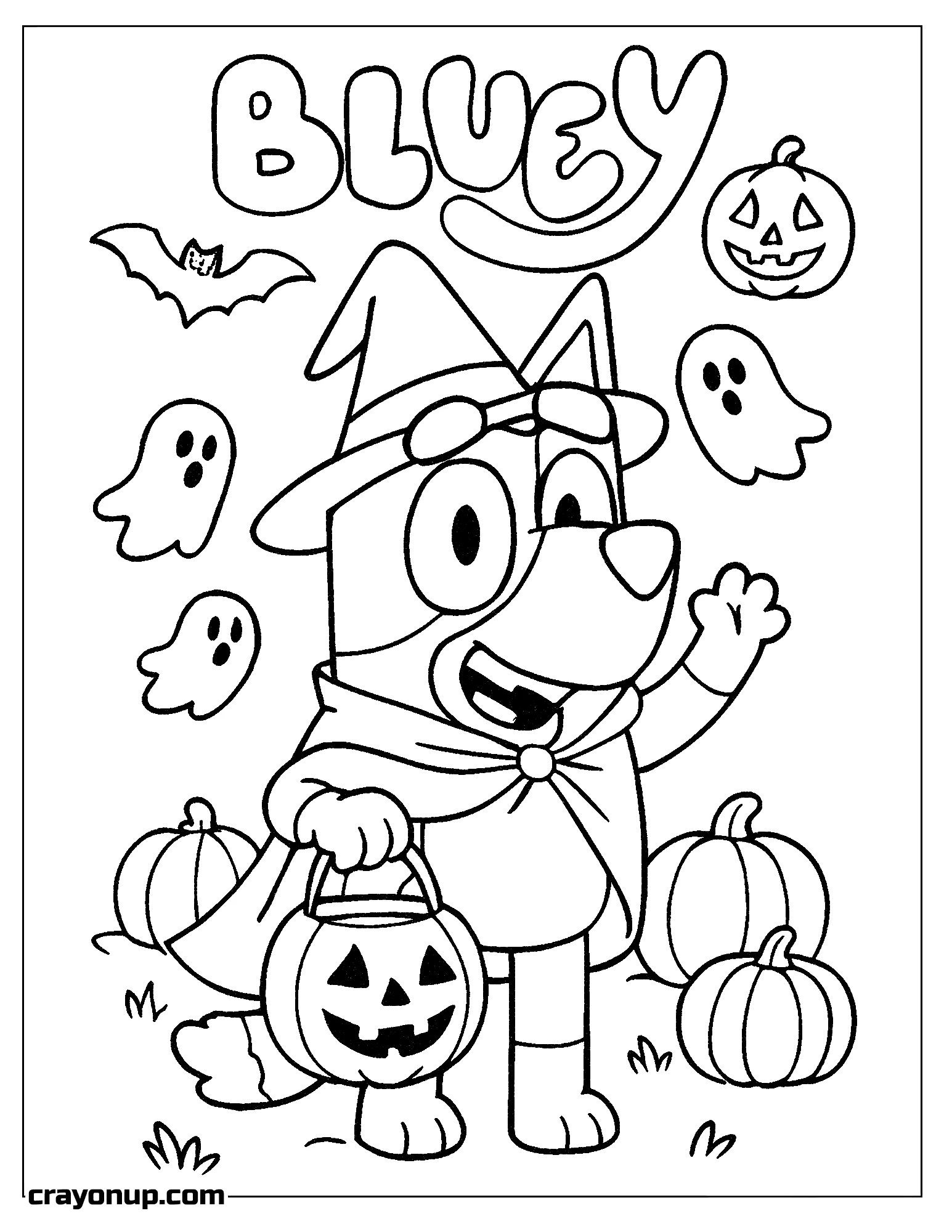 Coloring Page of Fun & Easy Bluey Halloween Coloring Sheet for Children